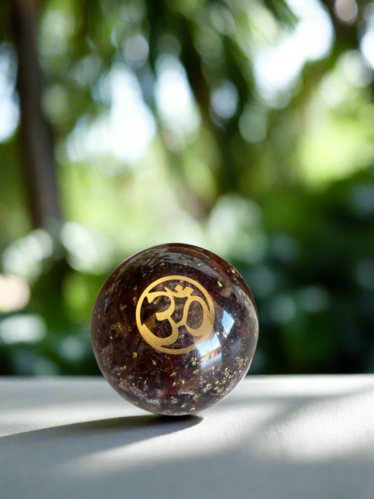 Garnet Om Sphere includes holder