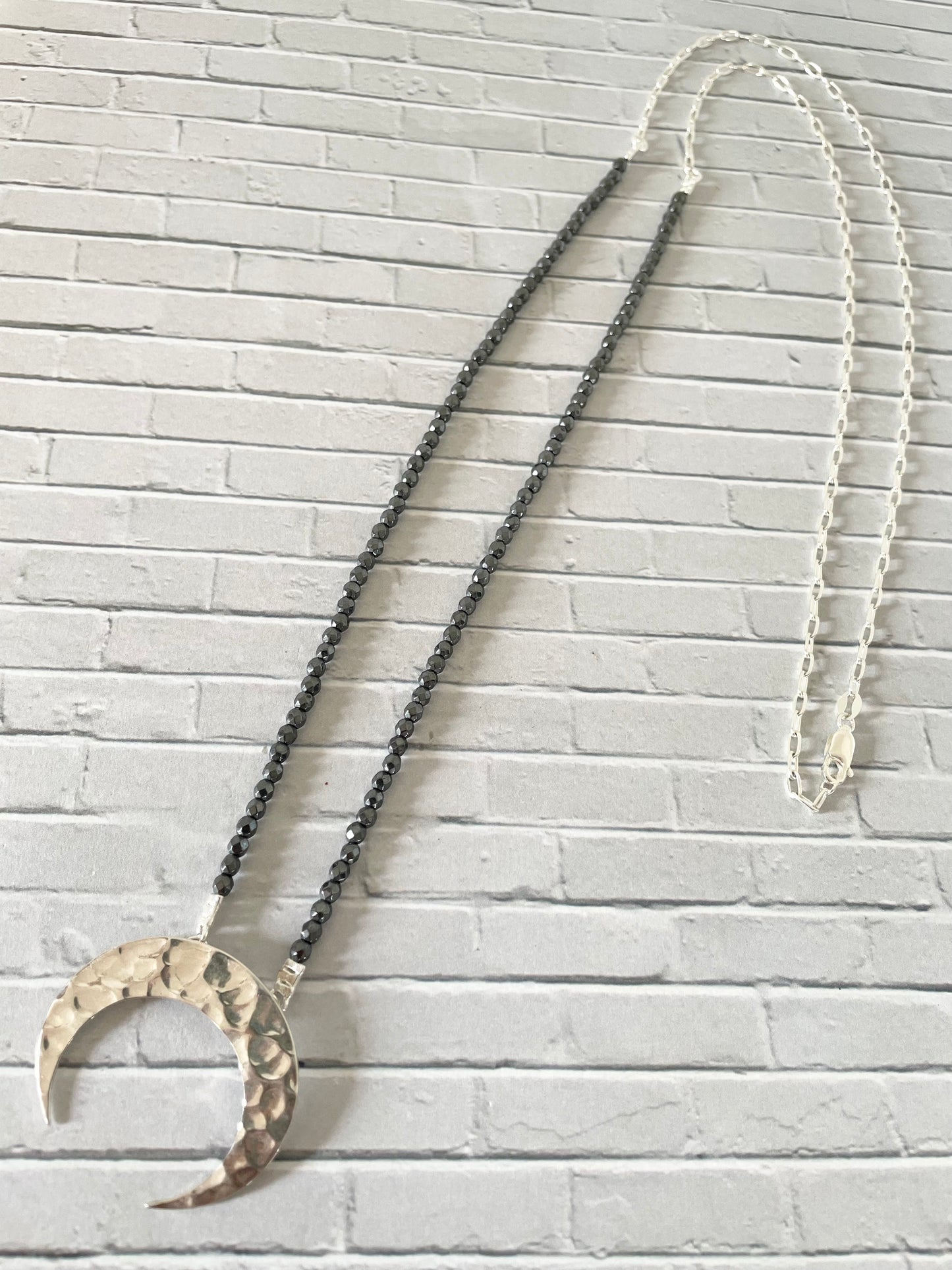Faceted Hematite Moon Necklace