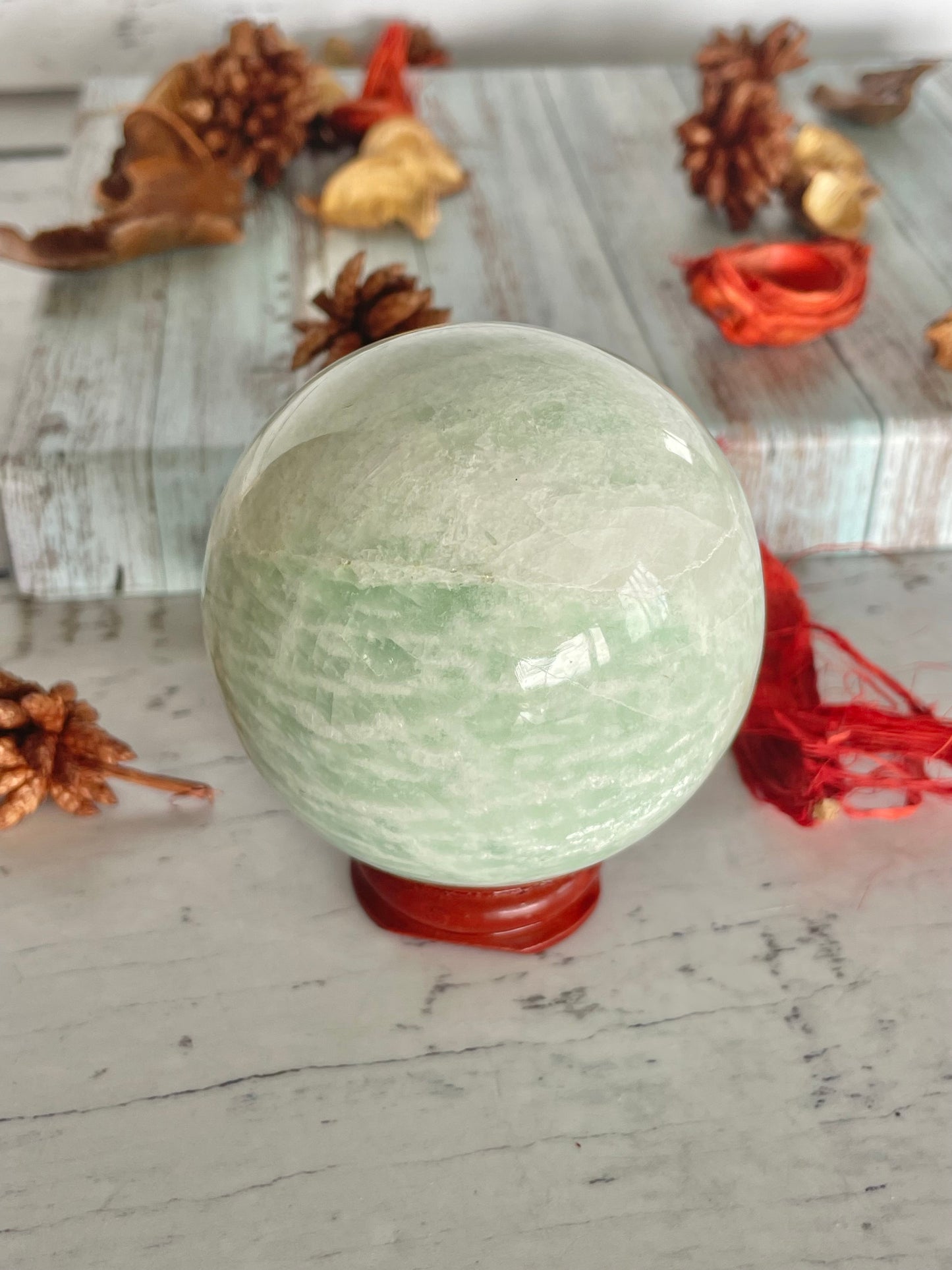 Amazonite Sphere Includes Wooden Holder