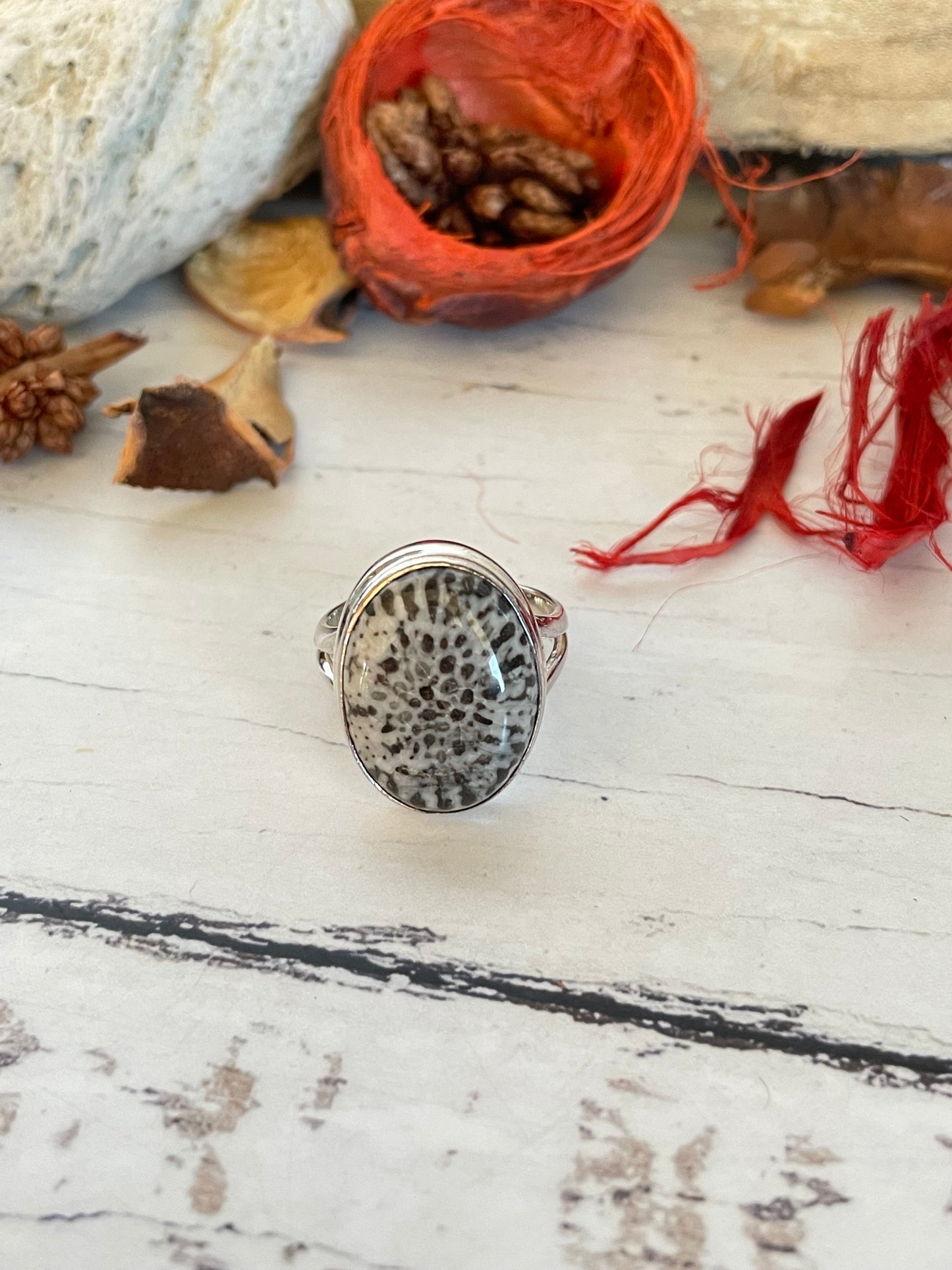 Stingray Coral Ring ~ size 7.5