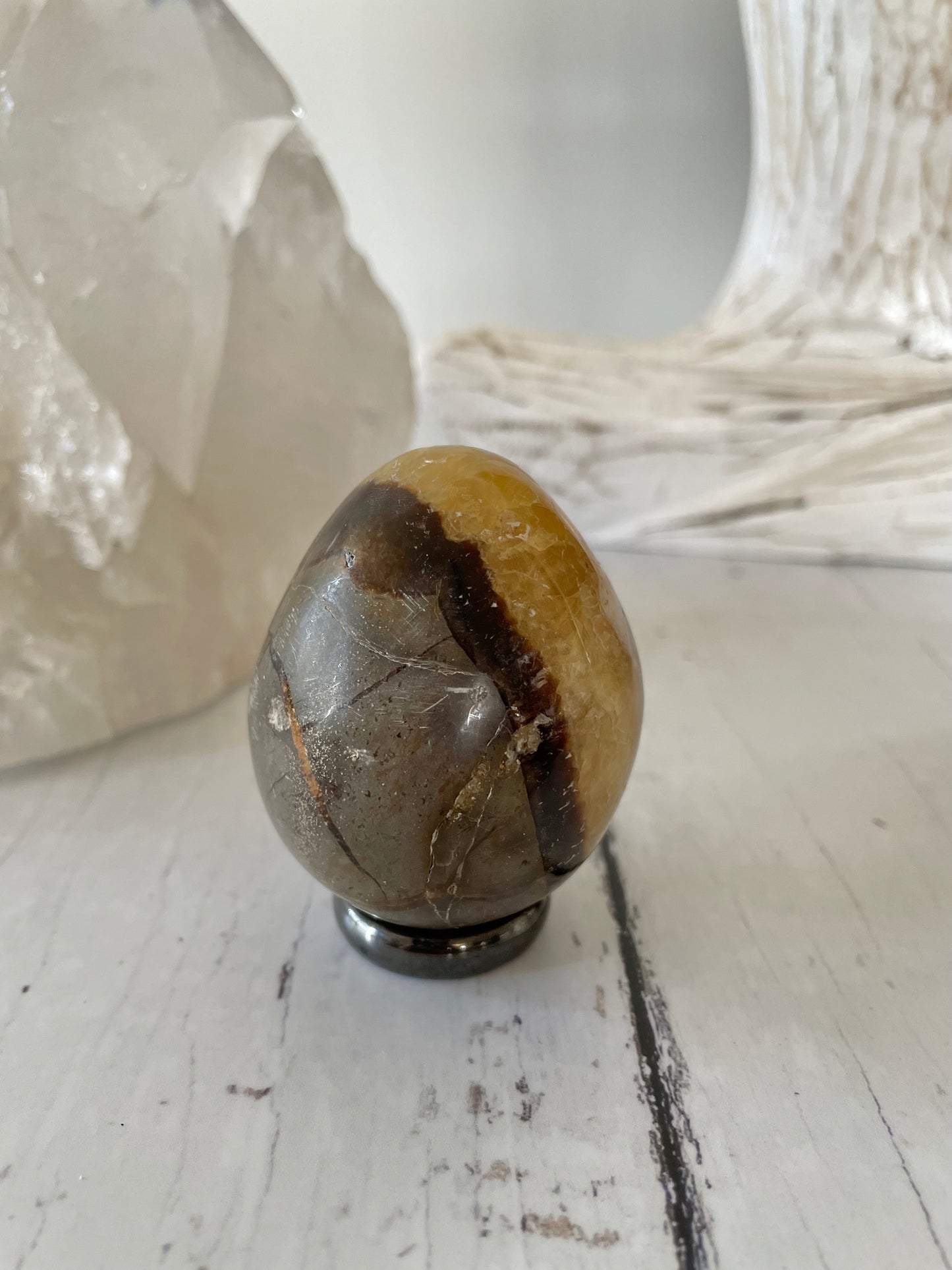 Septarian Egg Includes Hematite Ring