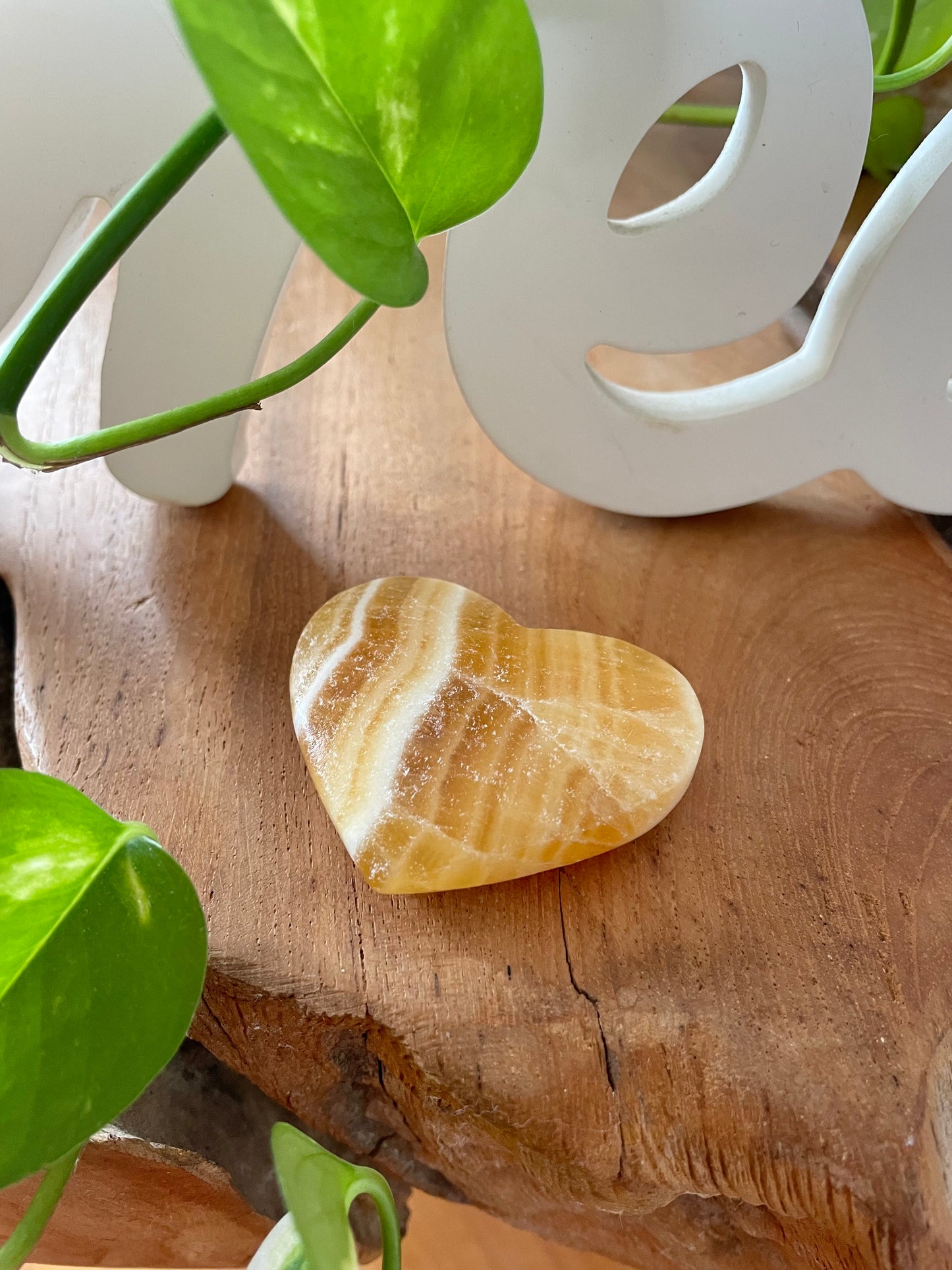 Orange Calcite Heart