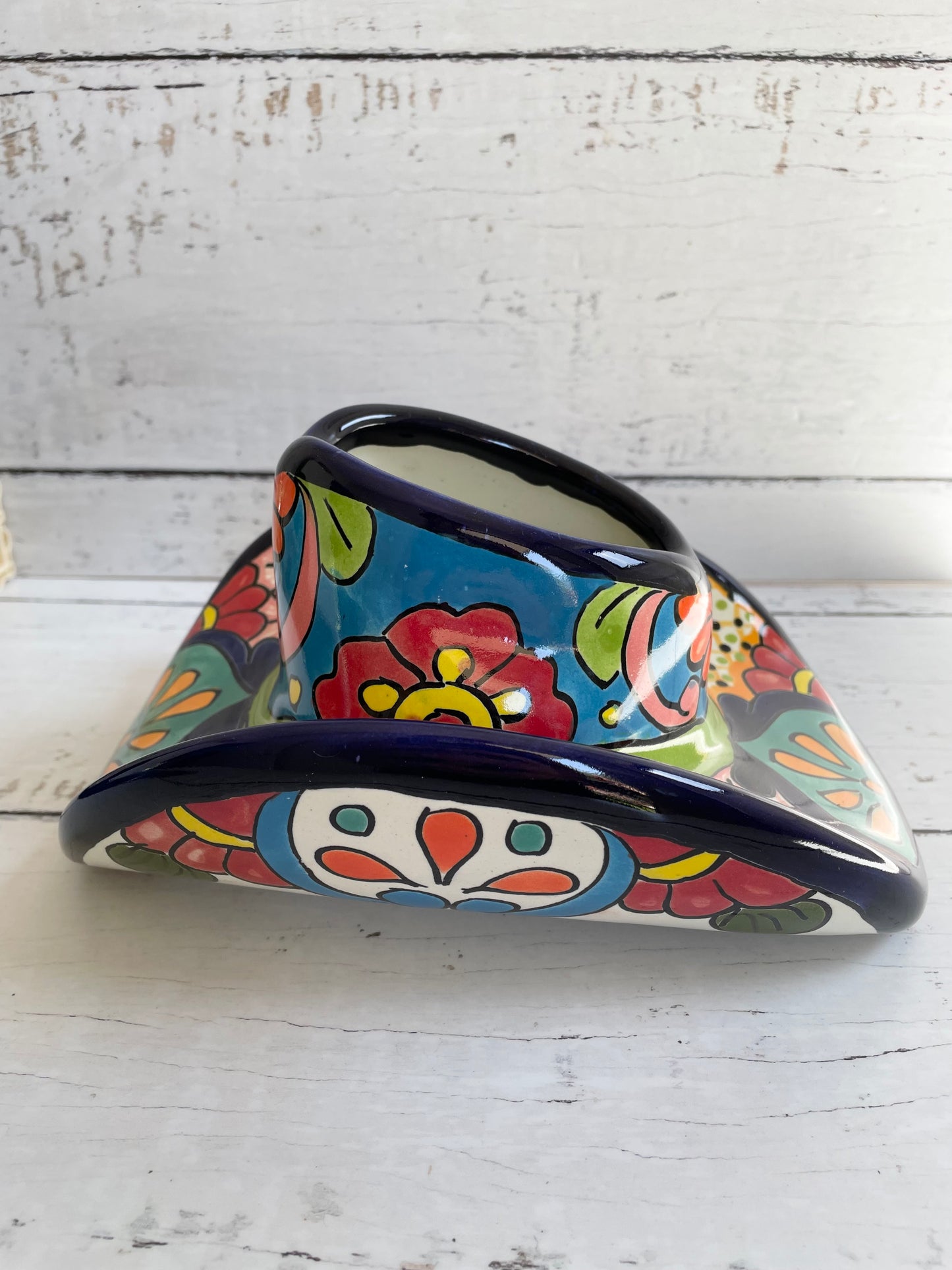 Mexican Talavera Cowboy Hat Planter