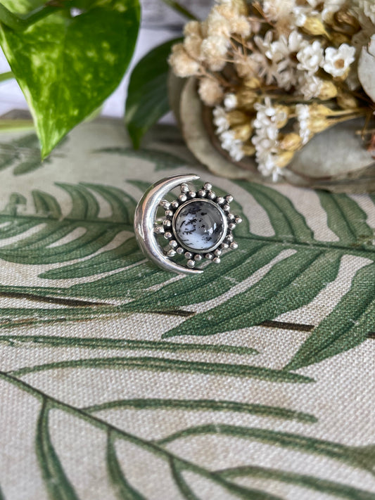 Dendritic Agate Silver Ring