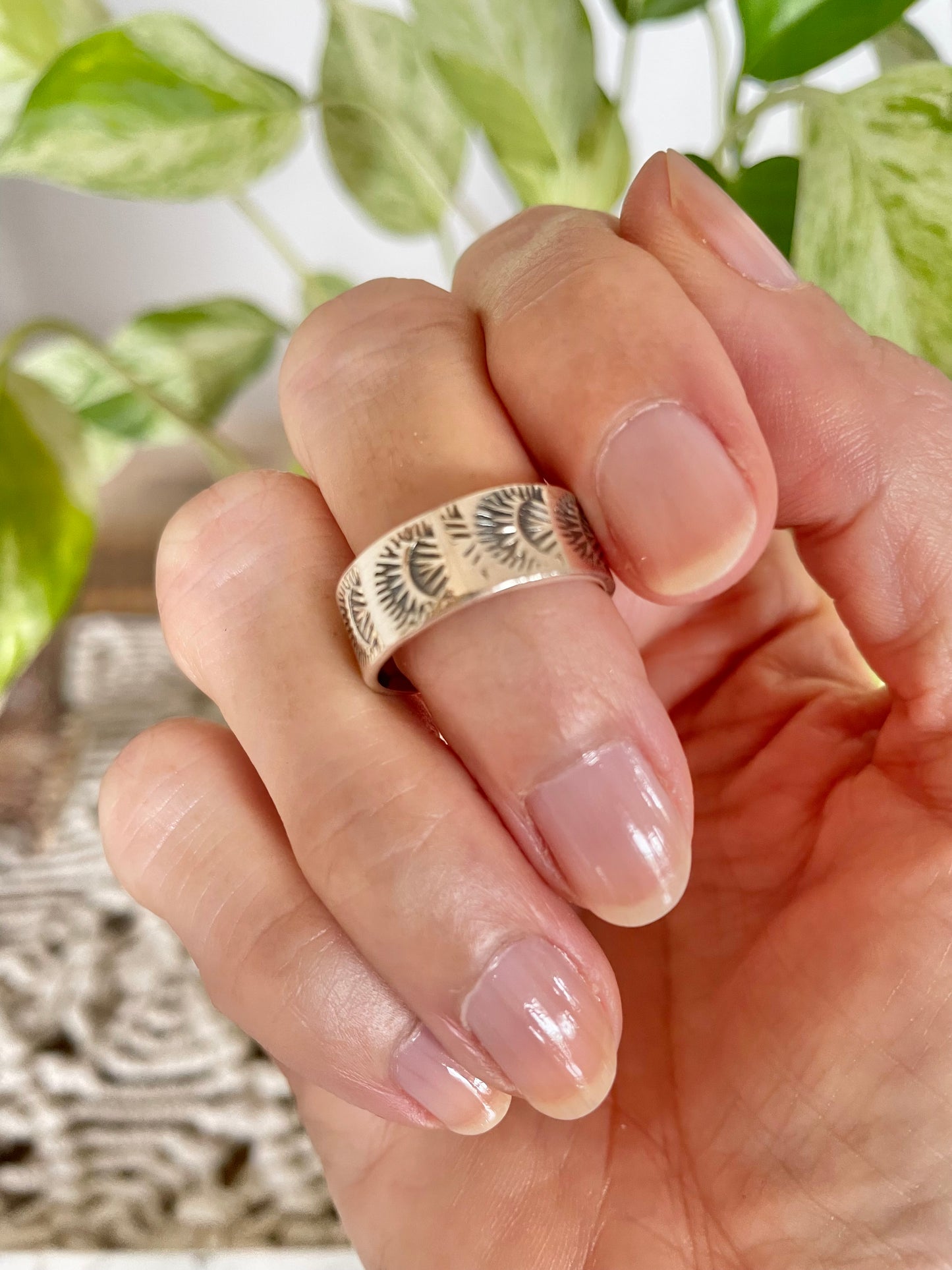 Navajo Style Hand Stamped Ring size 8