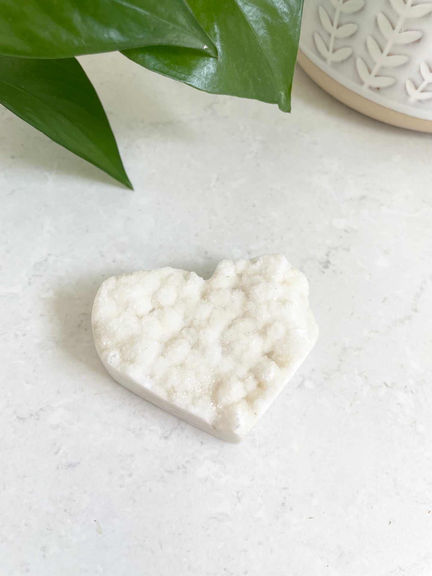 Druzy Snow Quartz Heart