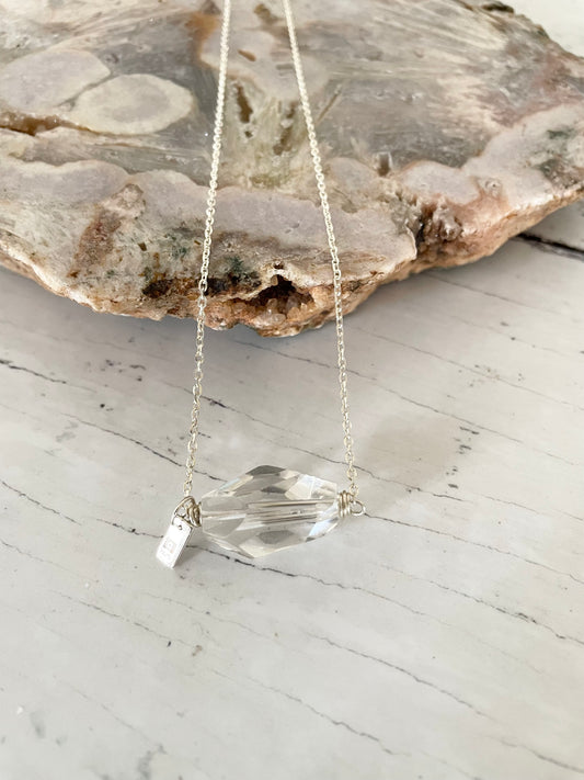 Clear Quartz Double Point Faceted Necklace