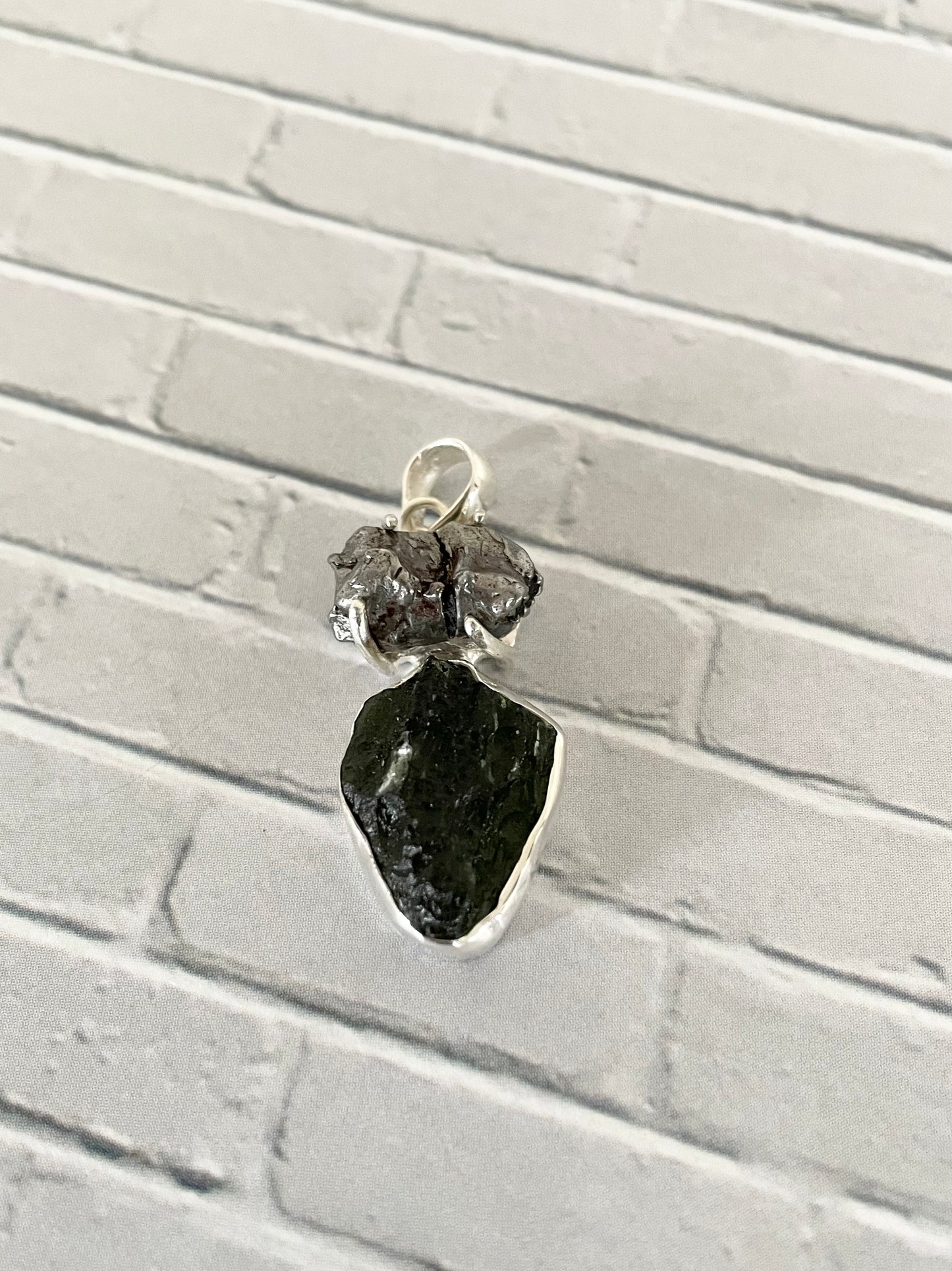 Moldavite &Metorite Pendant