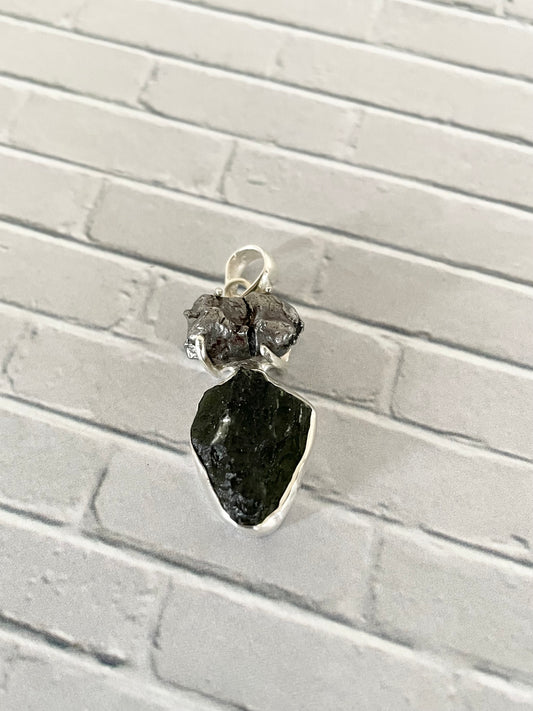 Moldavite &Metorite Pendant