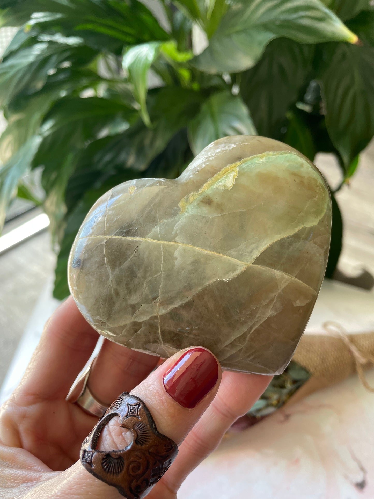 Green Moonstone Heart