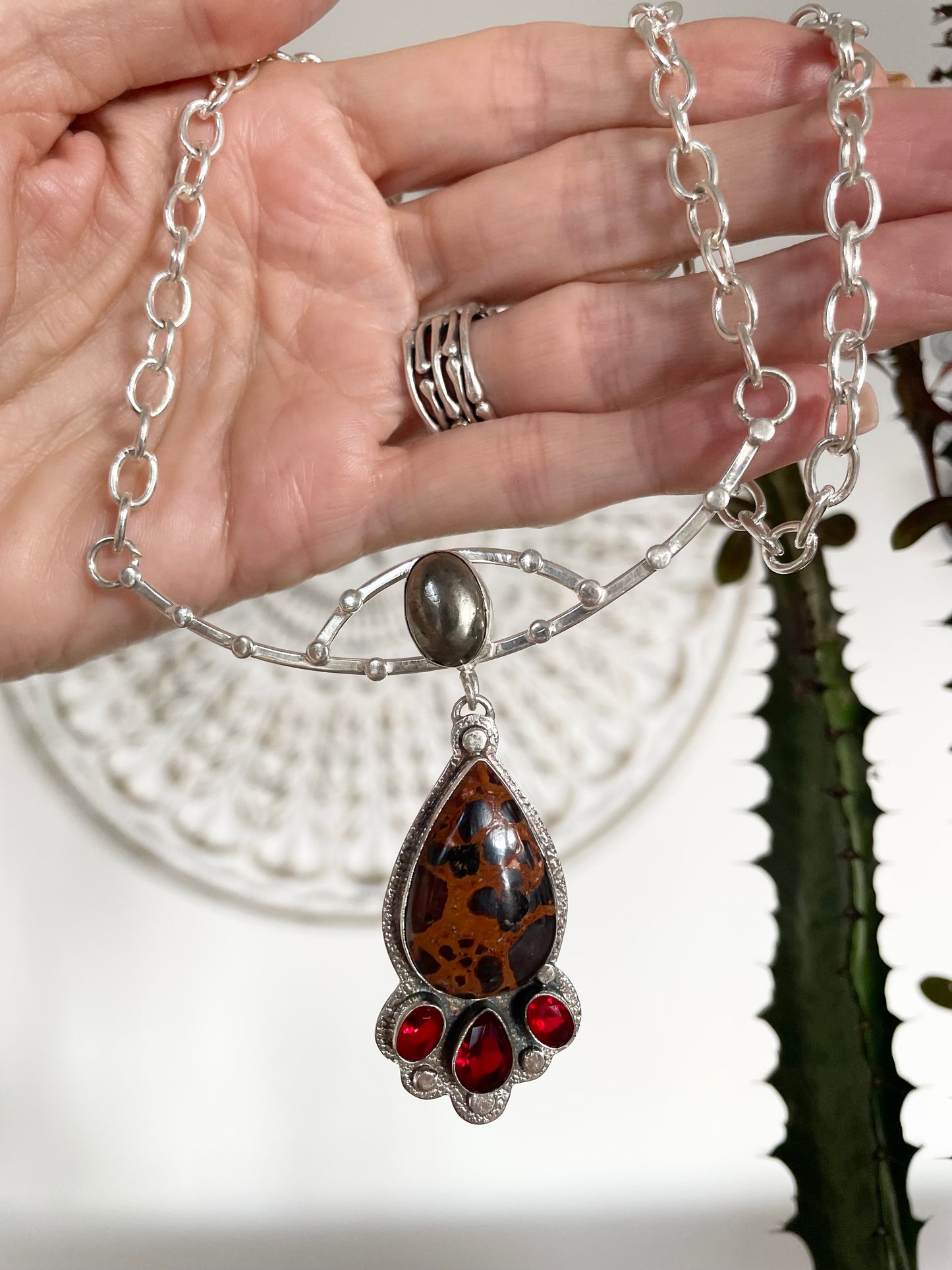 Bauxite, Pyrite and Ruby Necklace