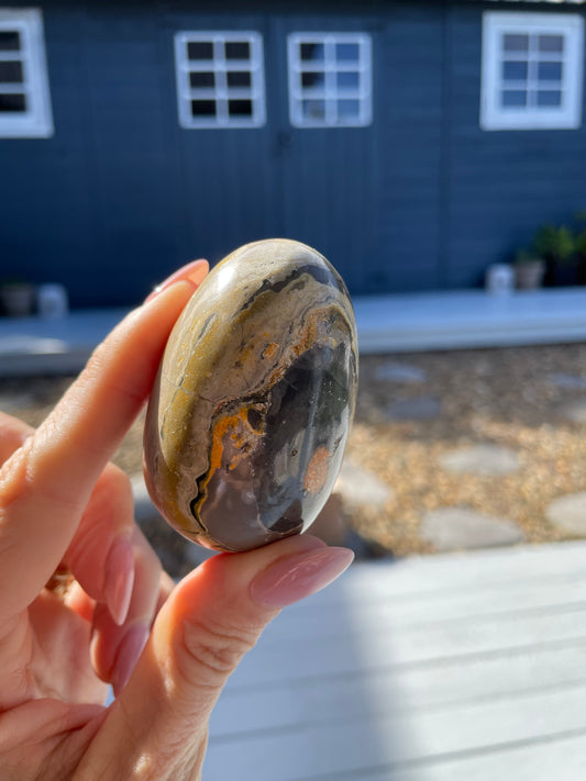Bumble Bee Jasper Egg with holder