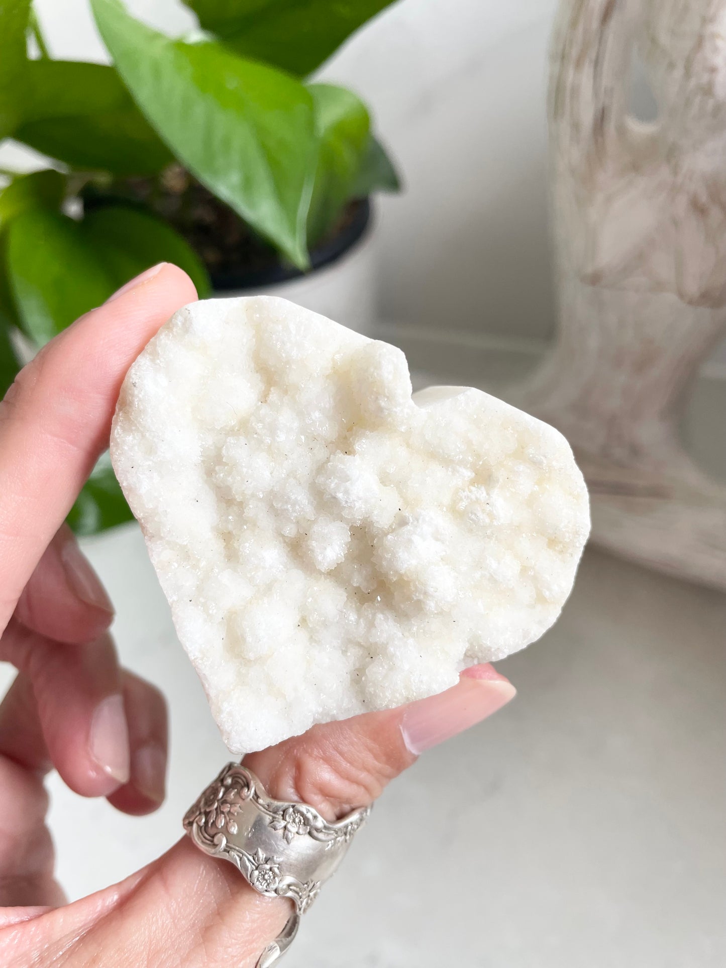 Druzy Snow Quartz Heart