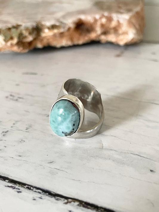 Sweetgrass Studio ~ Larimar Ring adjustable 6-10