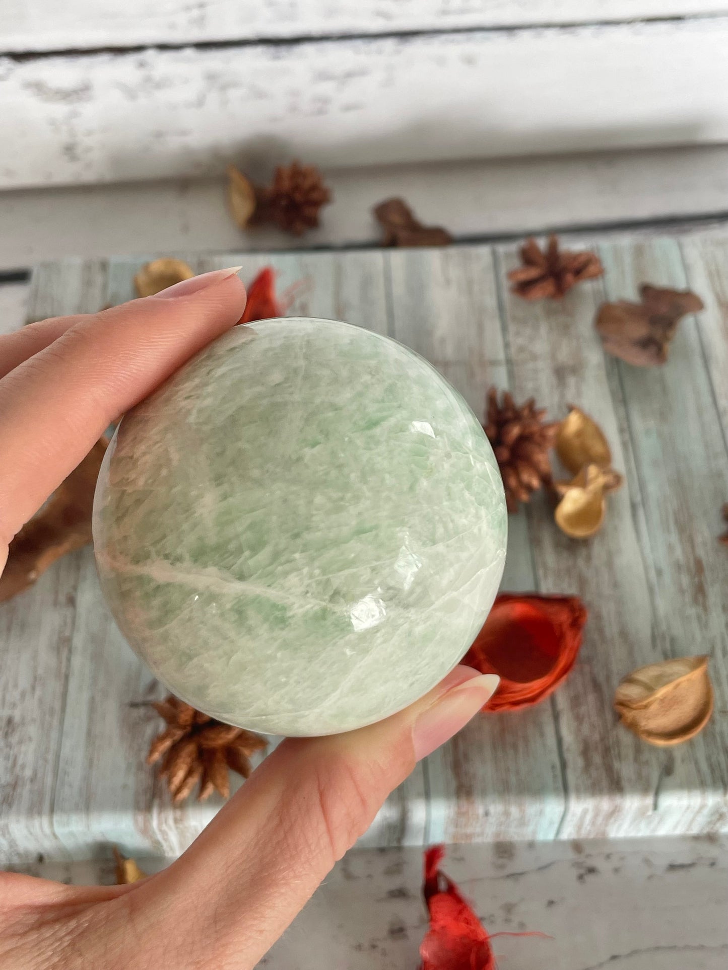 Amazonite Sphere Includes Wooden Holder