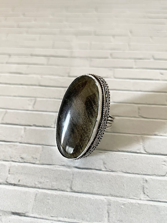Golden Obsidian Ring - Size 6.5