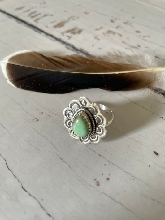 Kingman Navajo Green Turquoise Ring ~ size 7