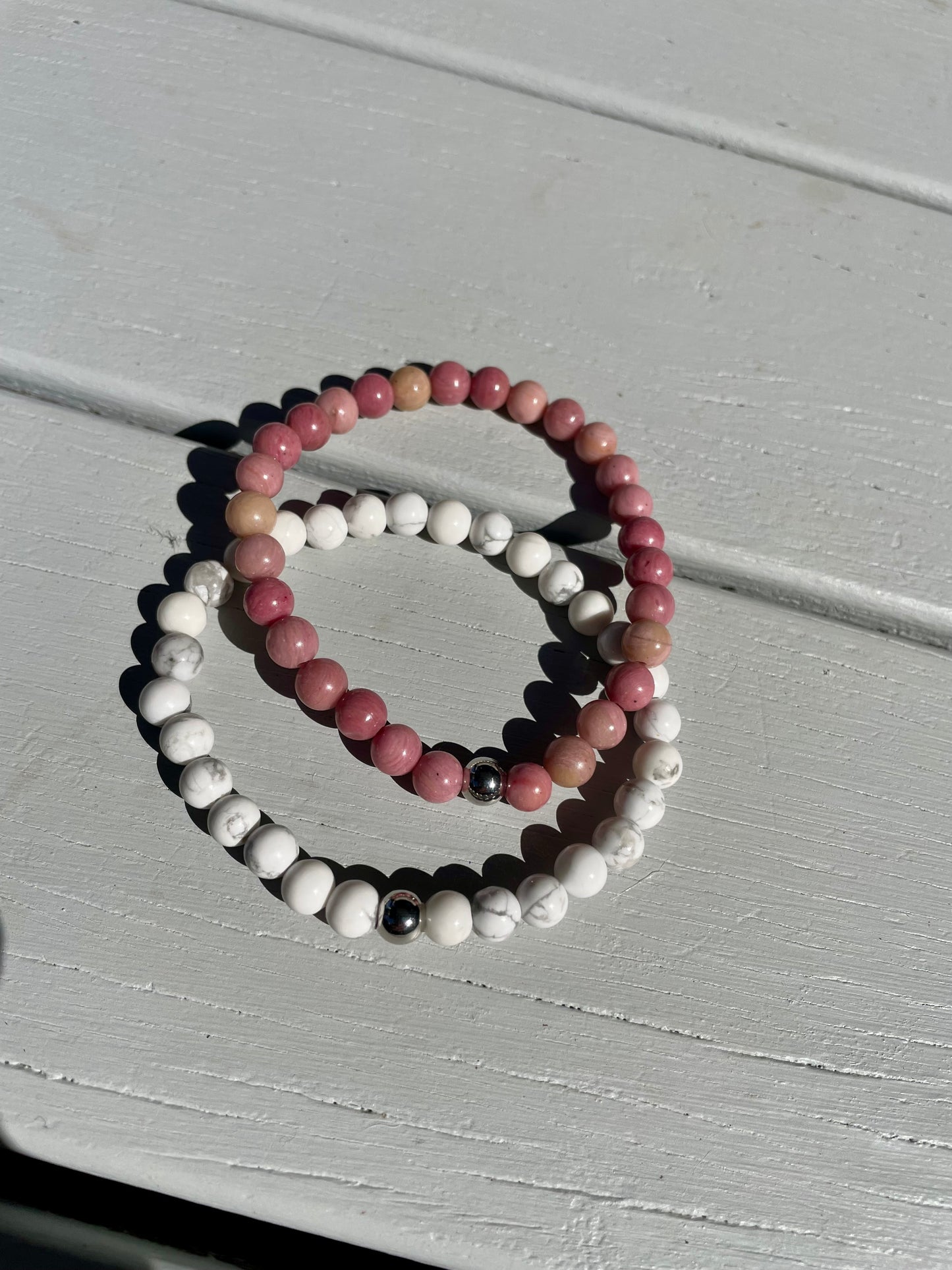 Double Stacker Bracelets - Rhodochrosite/Amazonite