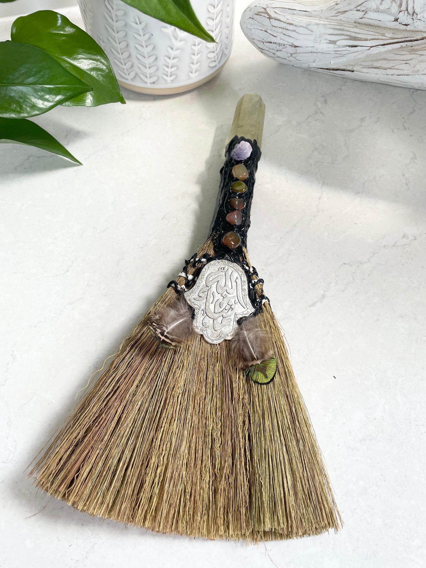 Crystal Feather Besom ~ Citrine