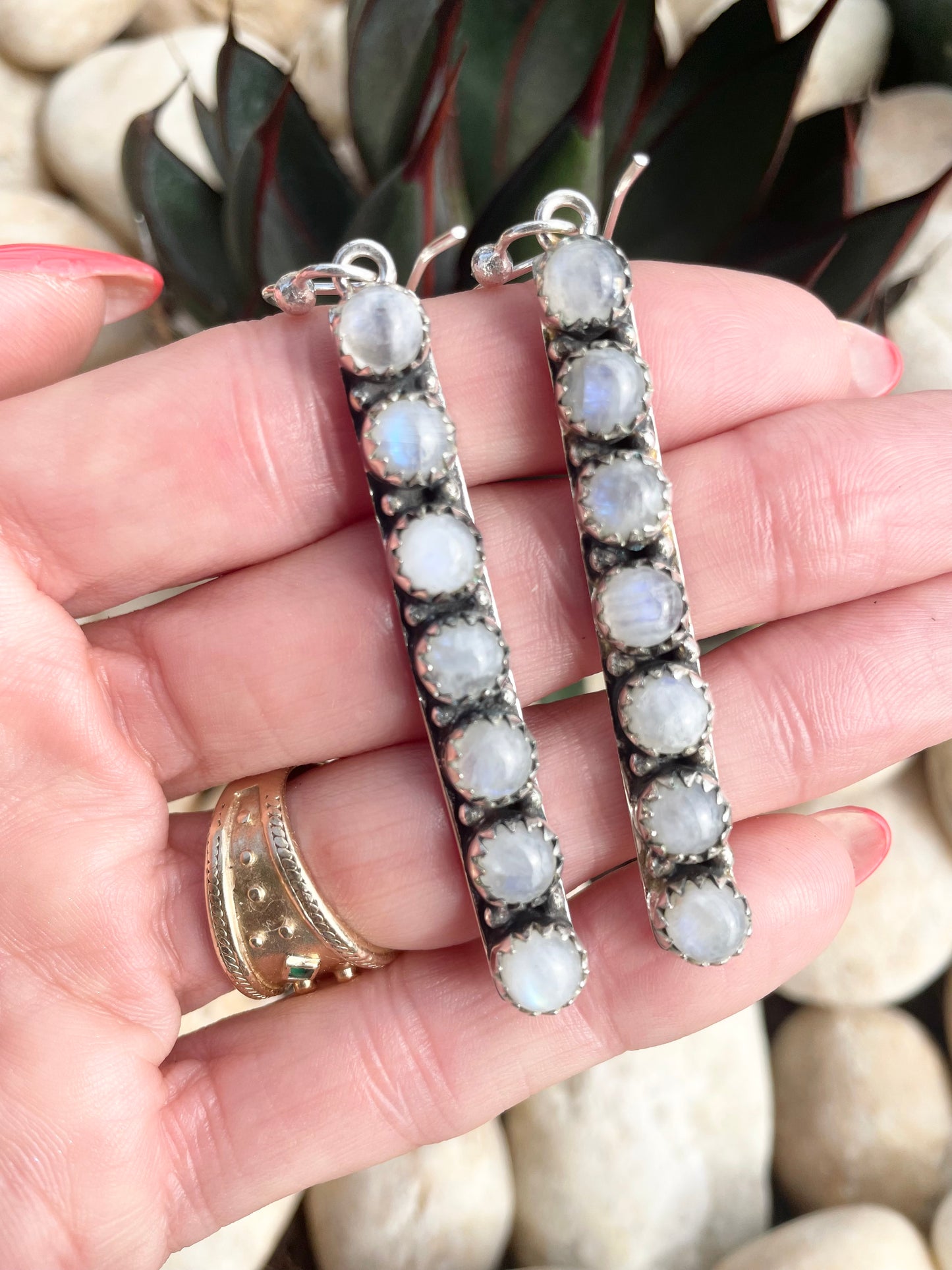 Rainbow Moonstone Dangles
