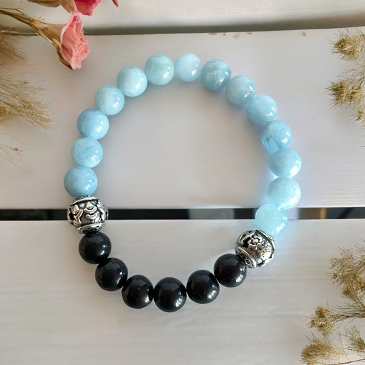 Aquamarine & Shungite ATLANTIS Healing Bracelet ©️