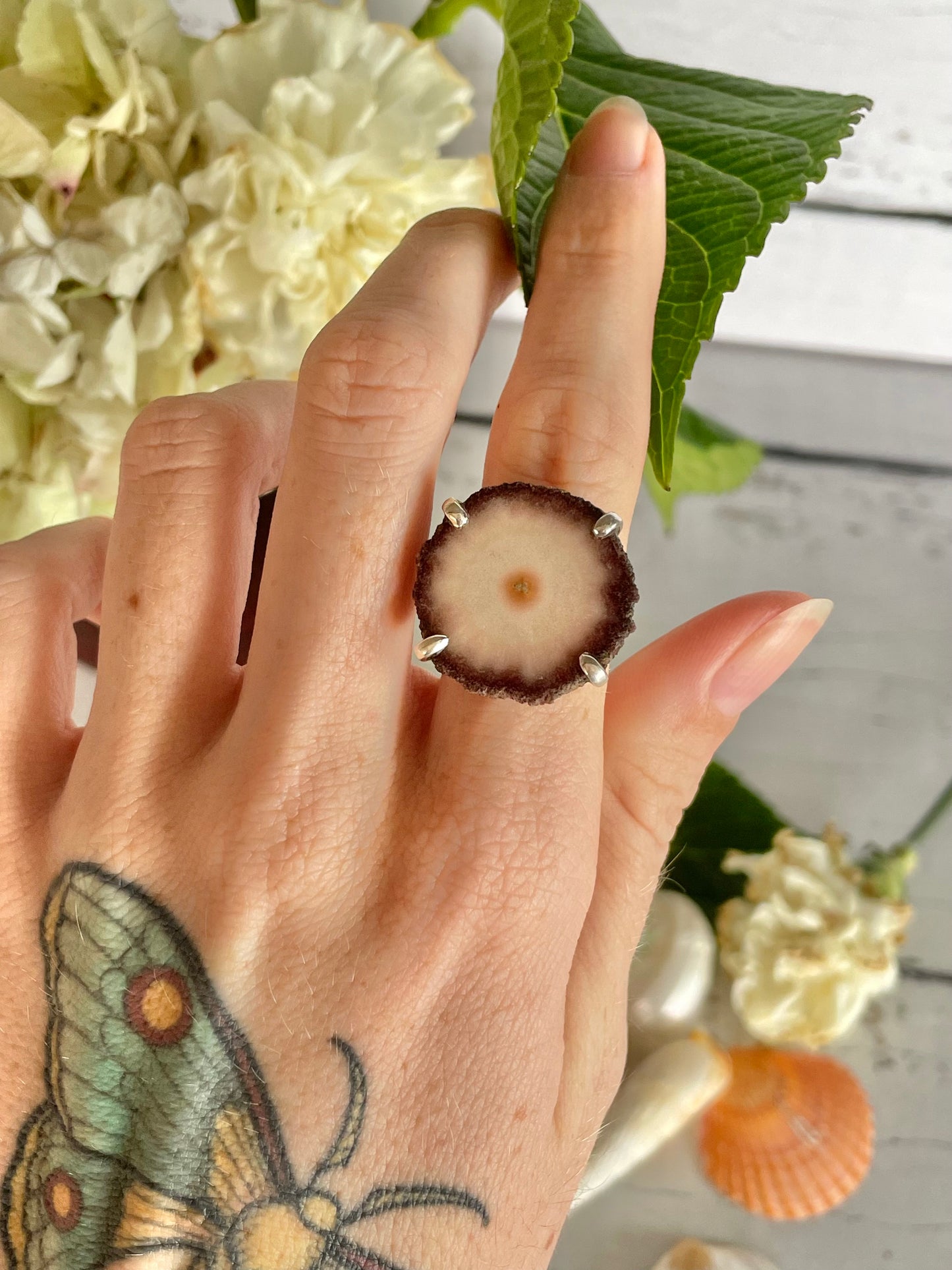 Agate Stalactite Silver Ring