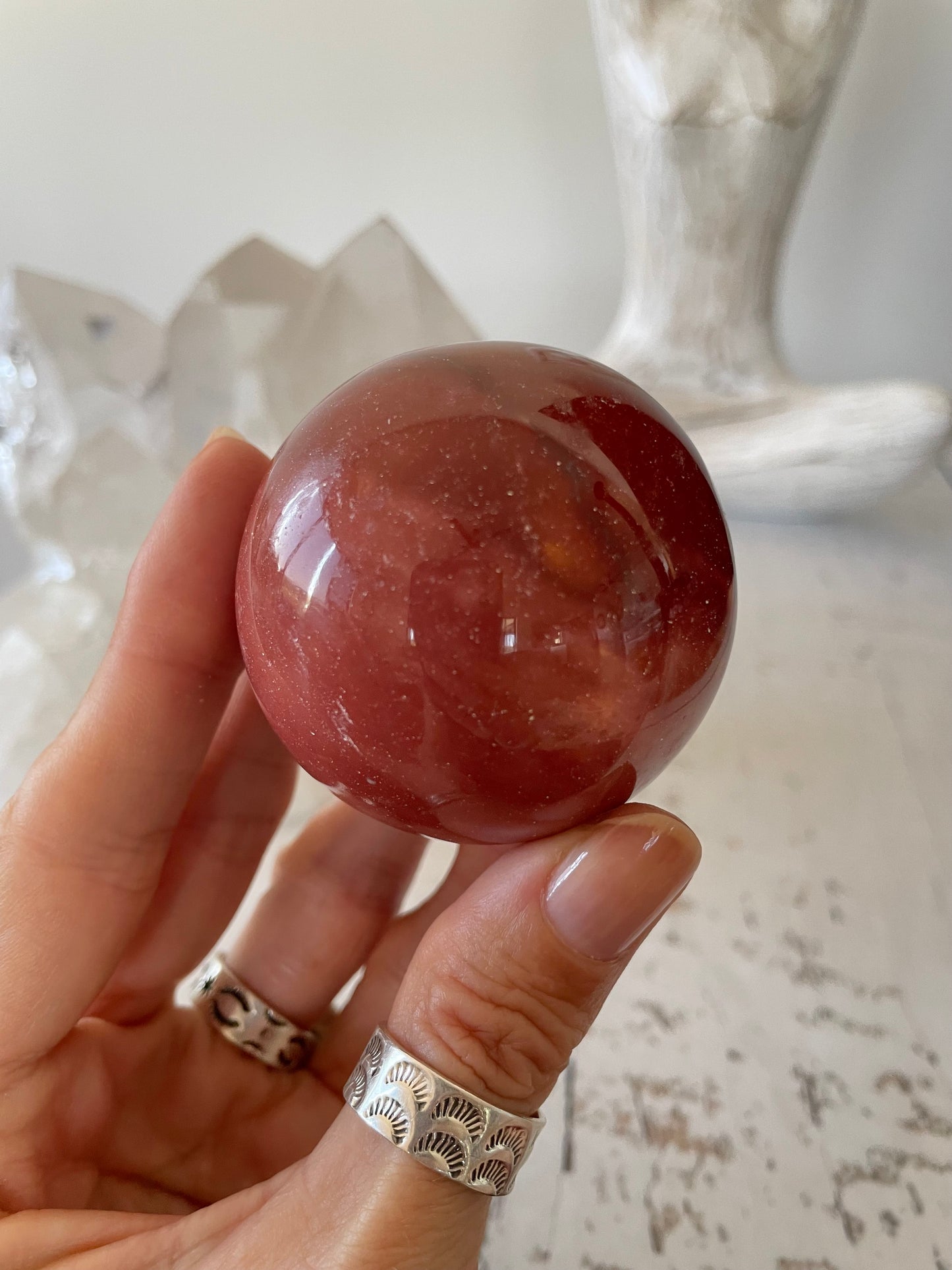 Mookaite Sphere Includes Wooden Holder