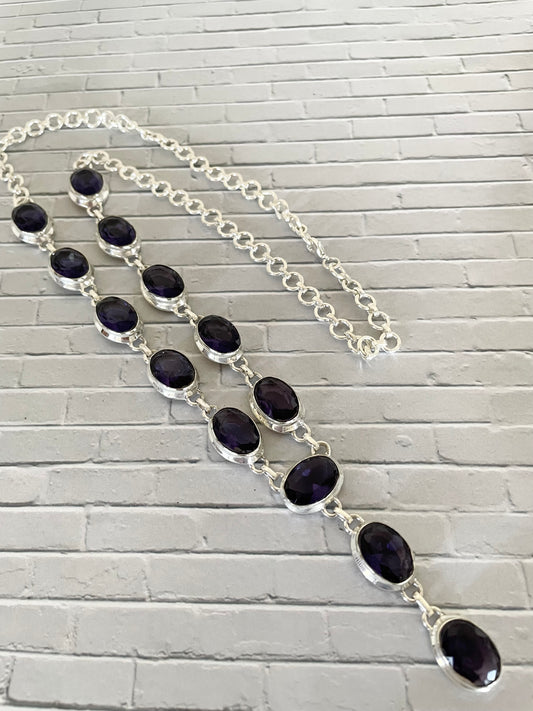 Amethyst Lariat Necklace