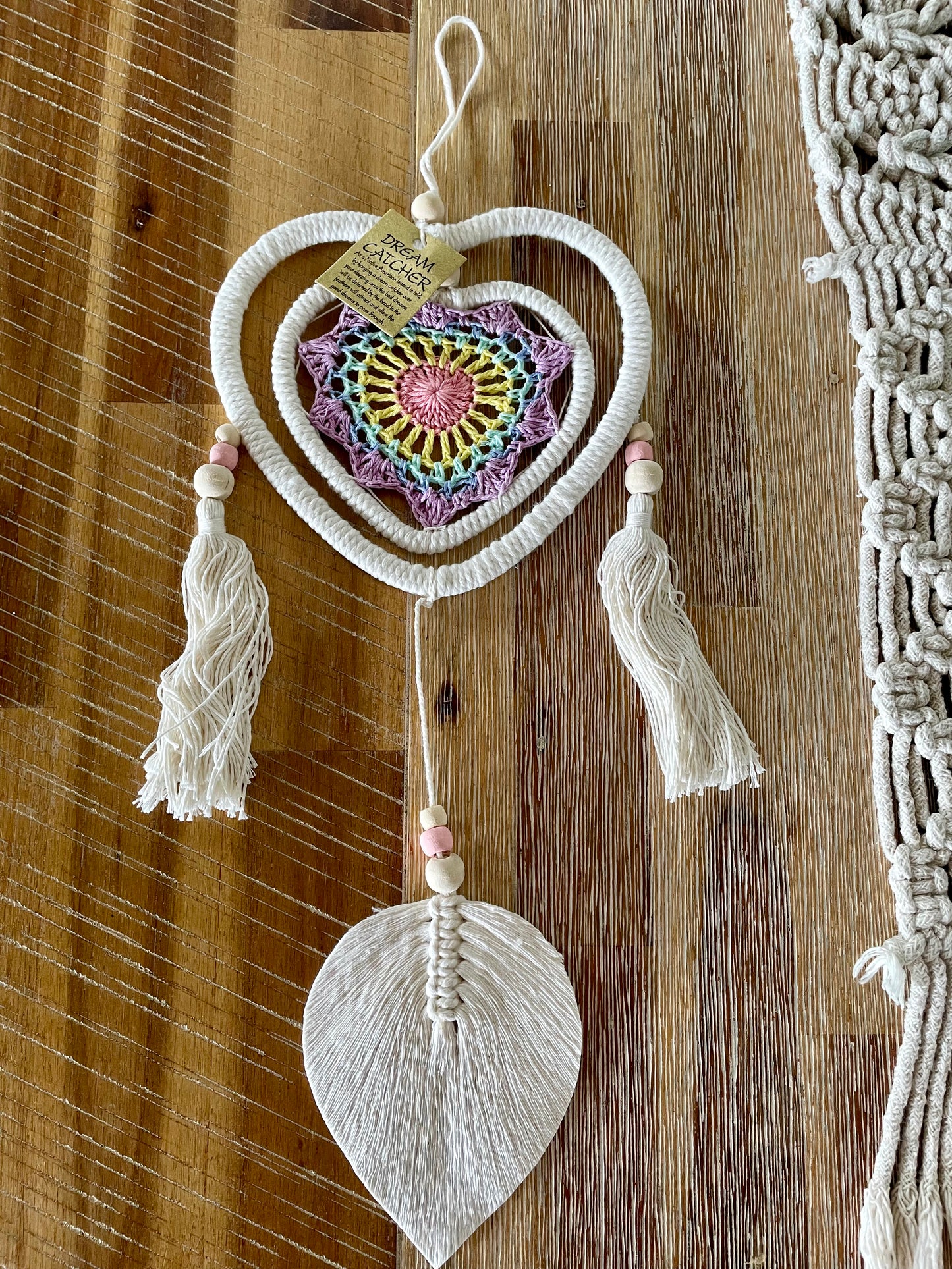 Dream Catcher - Macrame Rainbow Heart