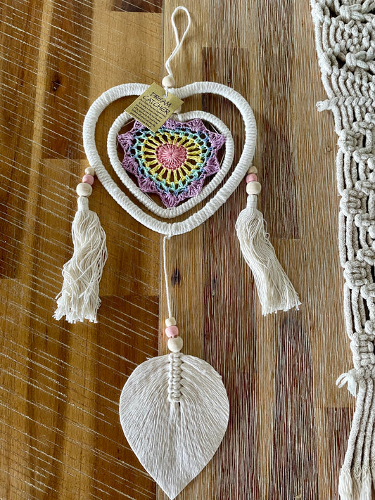 Dream Catcher - Macrame Rainbow Heart