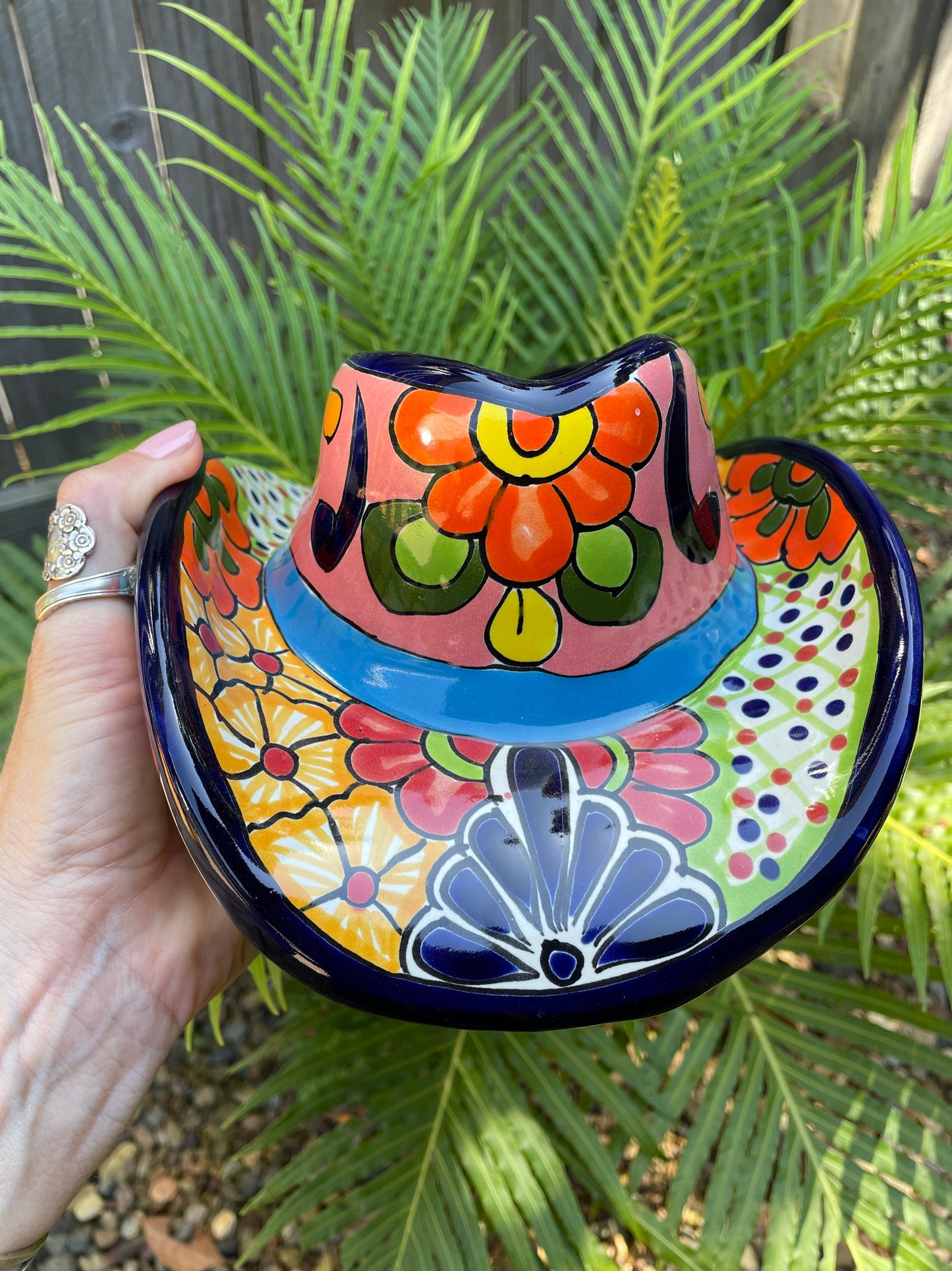 Mexican Talavera Cowboy Hat Planter