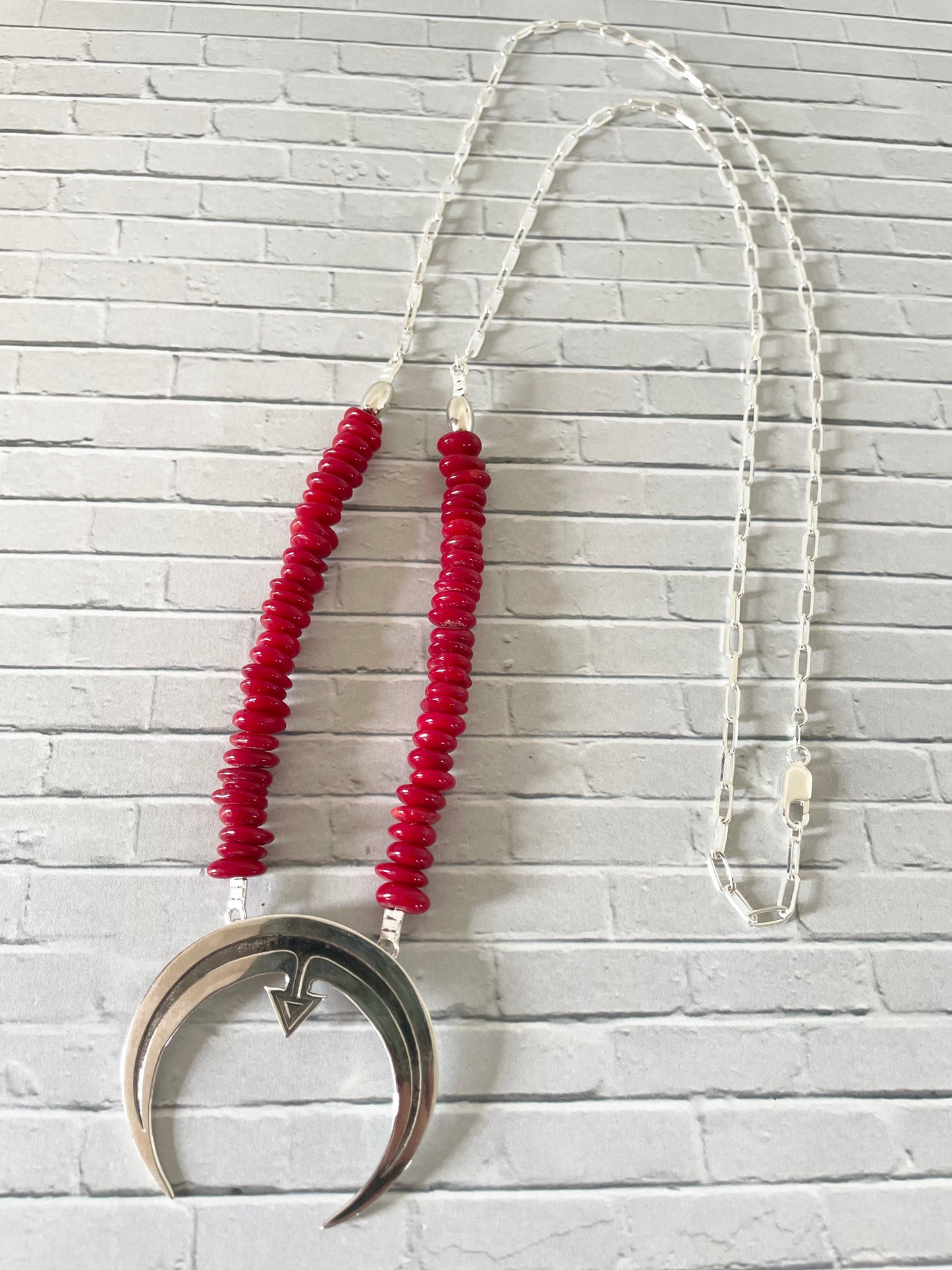 Red Coral Silver Necklace