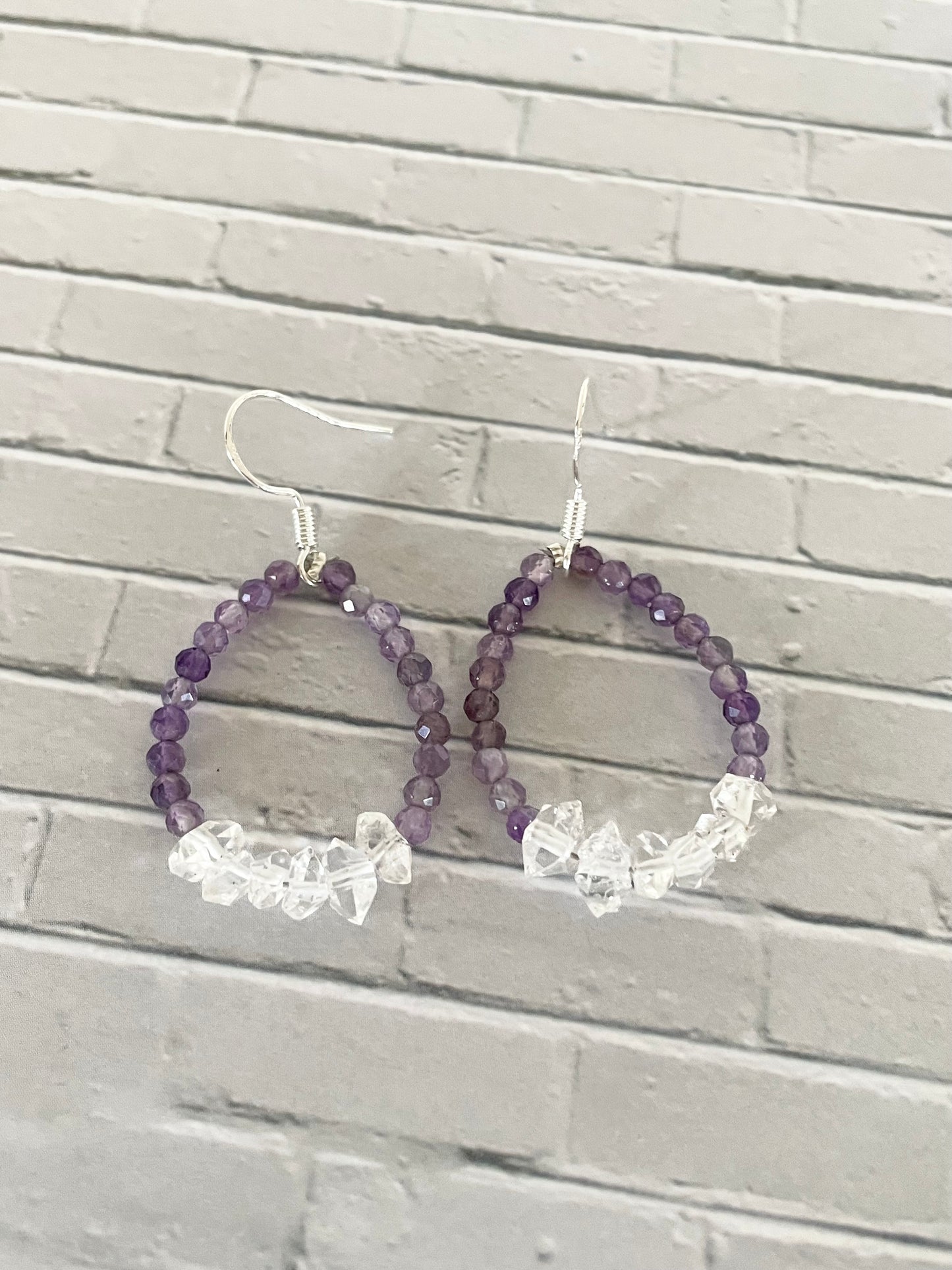 Faceted Amethyst/Herkimer Dangles