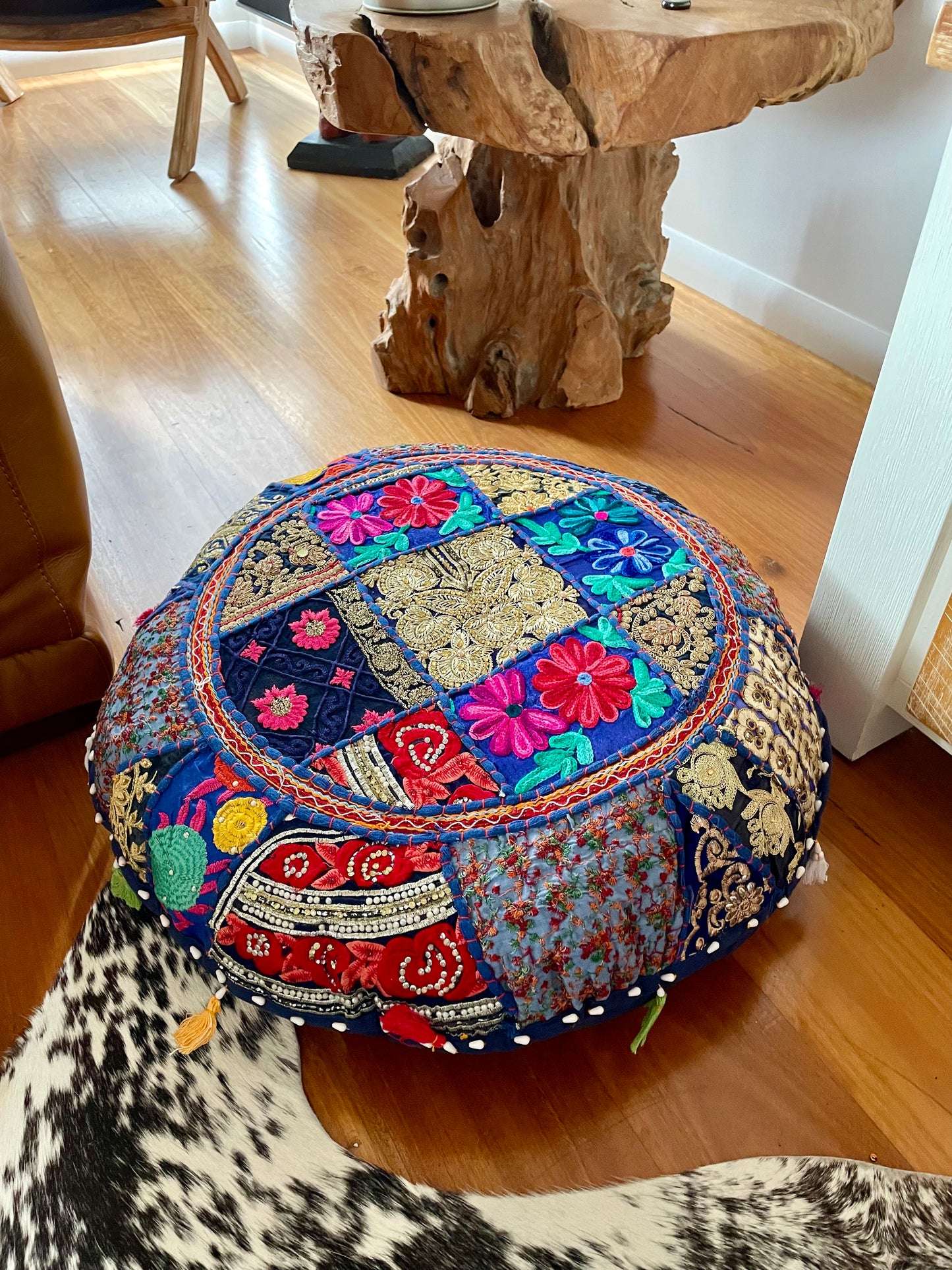 Boho embroidered cushion