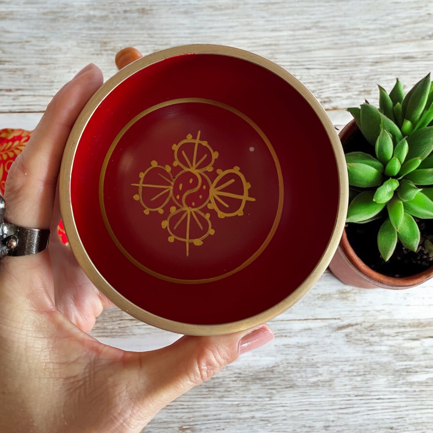 Brass Singing Bowl ~ Red