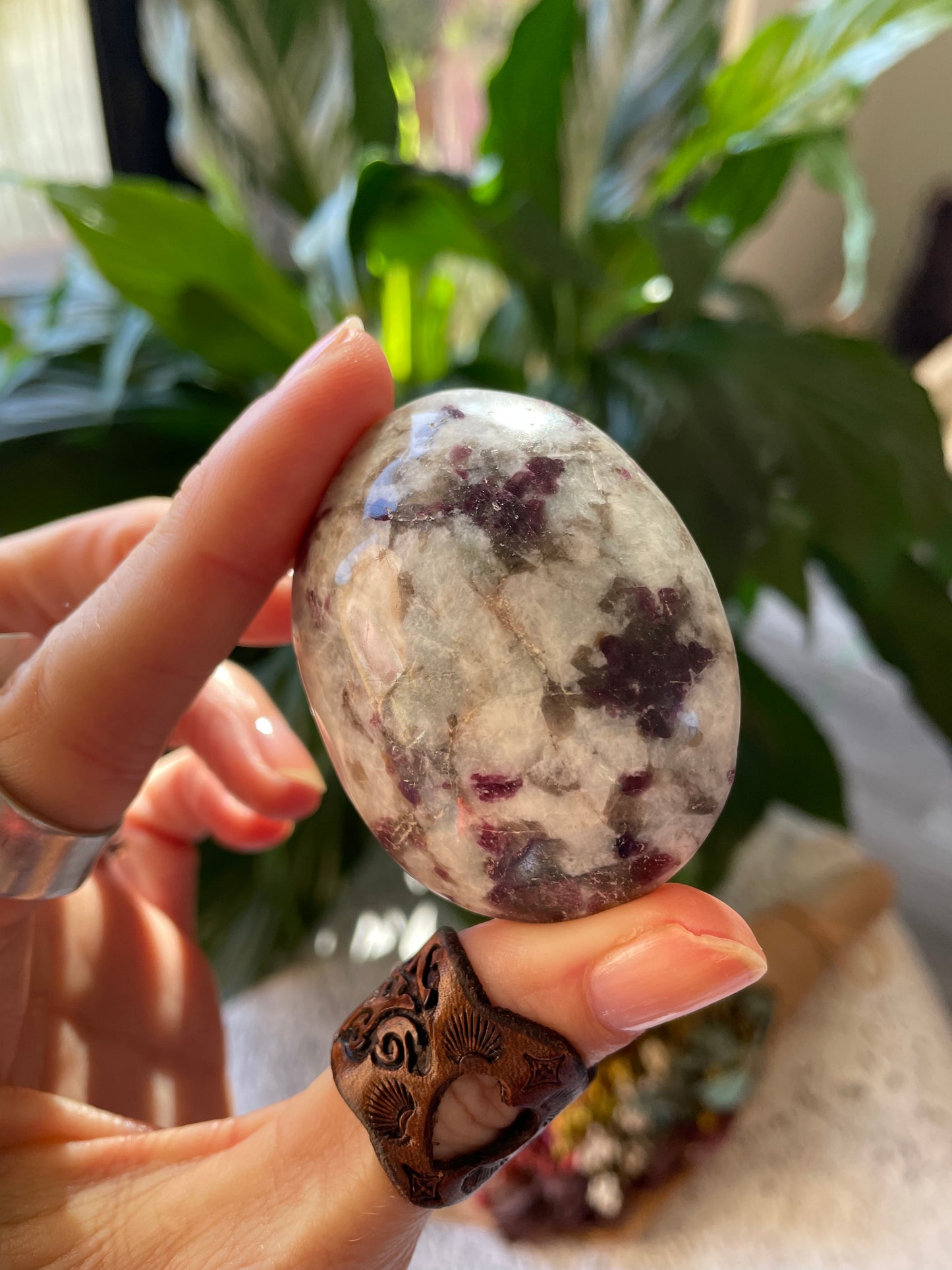 Rubellite Tourmaline Pillow Palm Stone