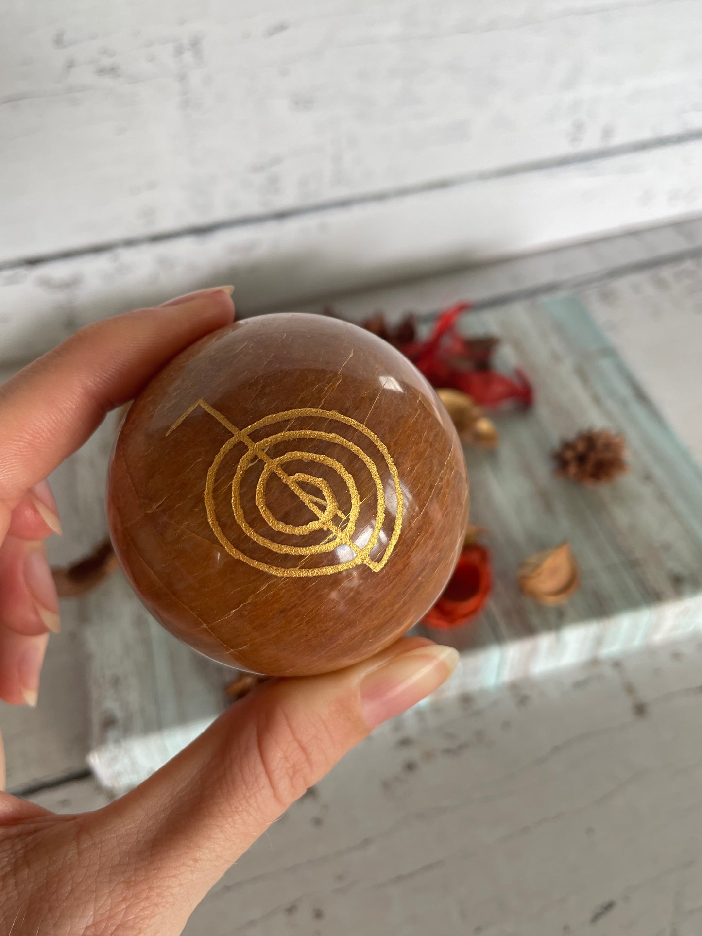 Jasper Reiki Sphere Includes Wooden Holder