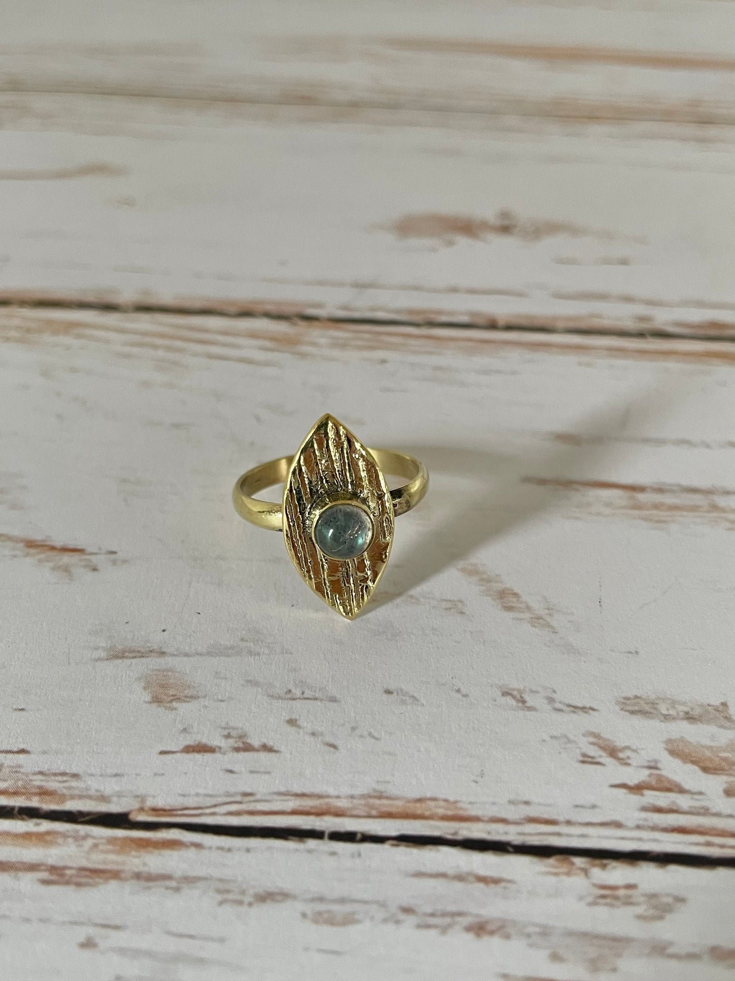 Labradorite Brass Ring - size 7