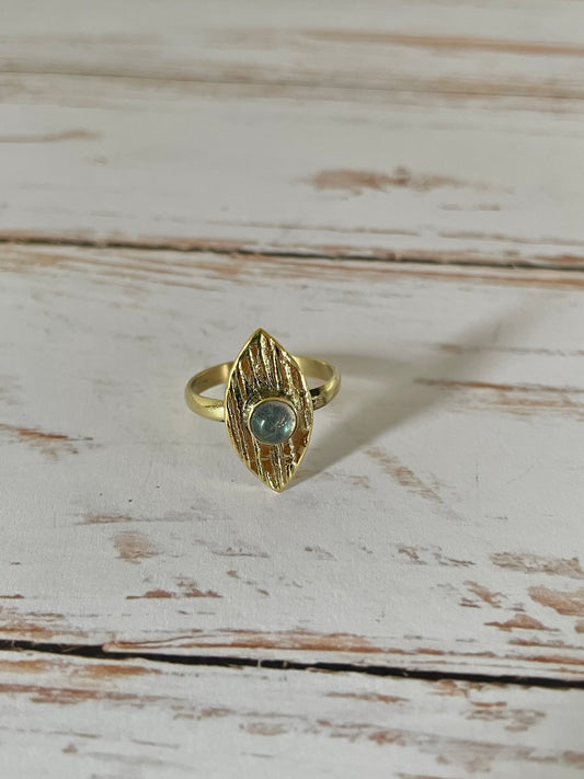 Labradorite Brass Ring - size 7