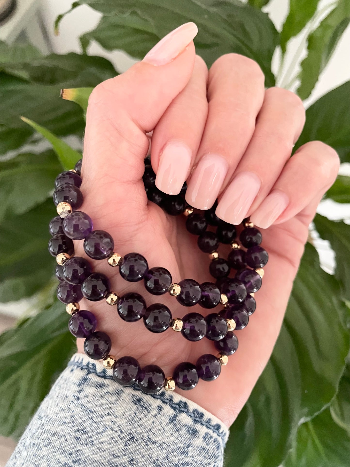 Amethyst 18K gold healing bracelet