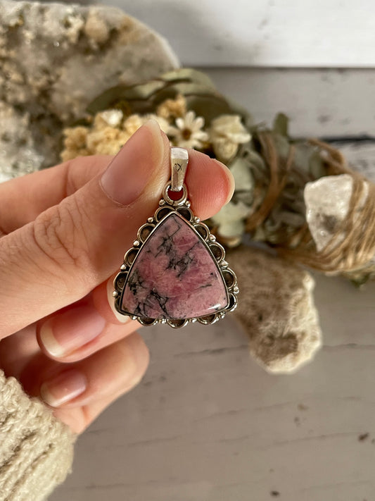 Rhodonite Silver Pendant