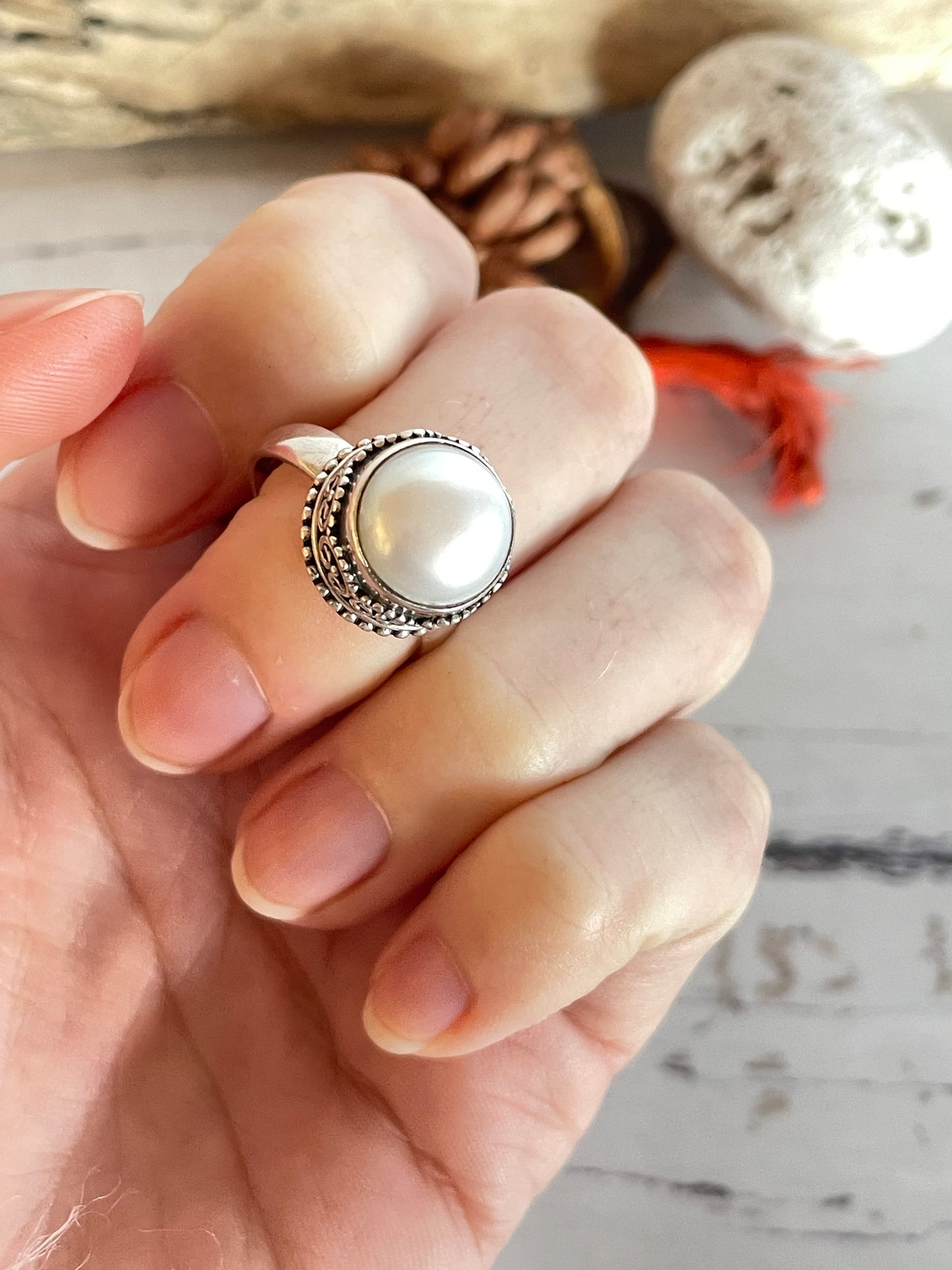 Pearl Silver Fixed Ring