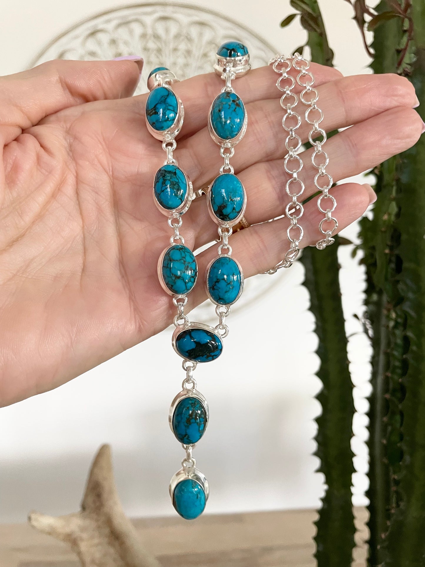 Tibetan Turquoise Lariat Necklace