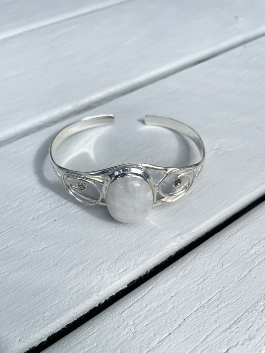 Rainbow Moonstone silver cuff