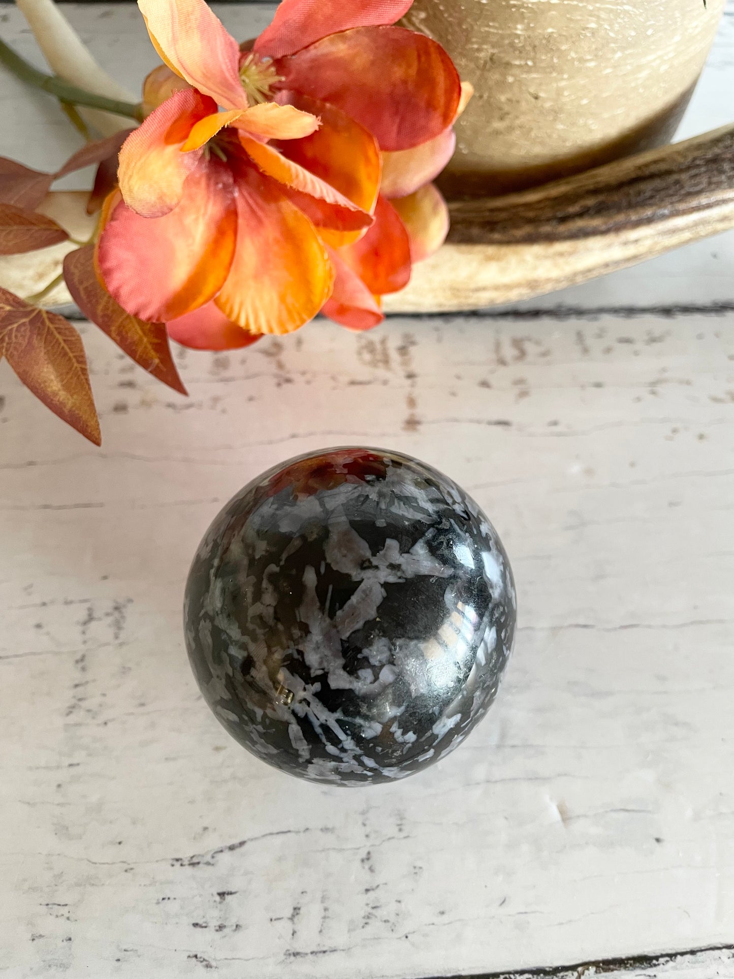 Indigo Gabbro Sphere Includes Wooden Holder