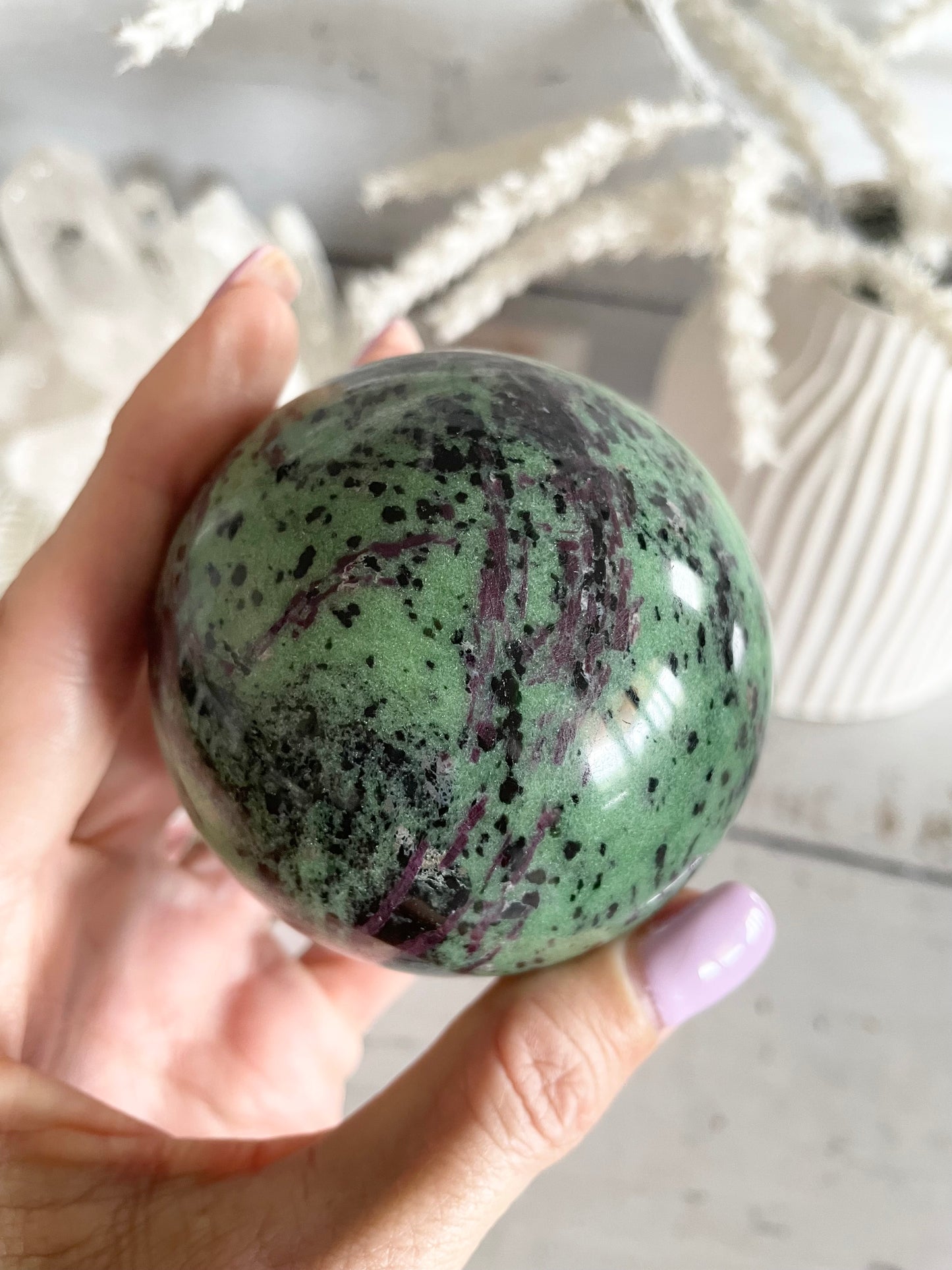Ruby Zoisite Sphere Includes Holder