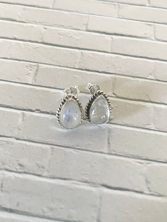 Rainbow Moonstone Studs