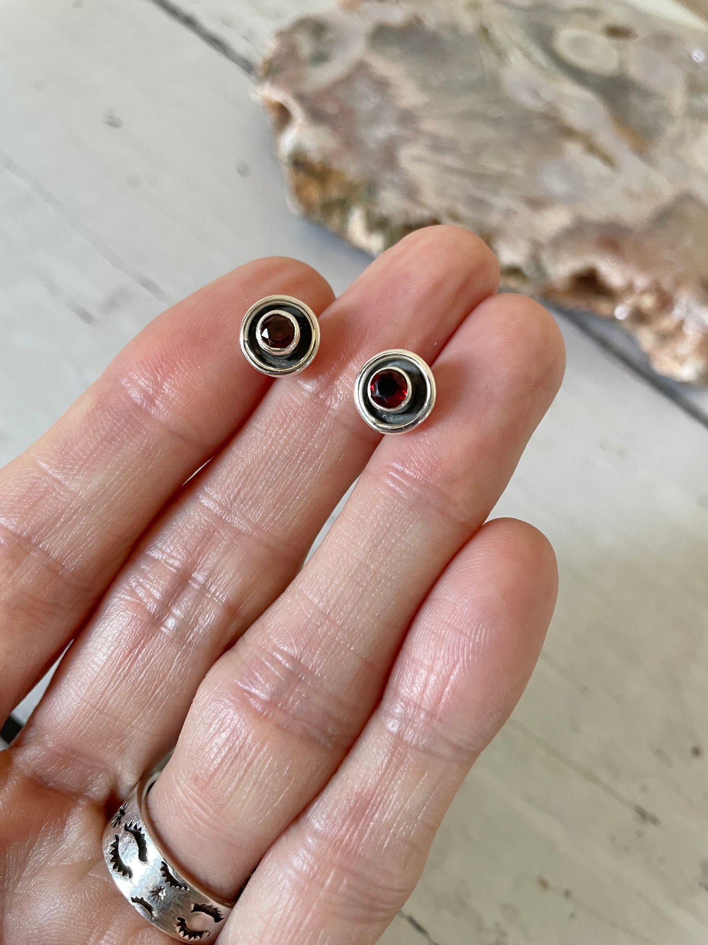 Garnet studs