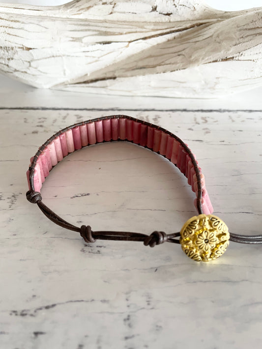 Crystal Adjustable Bracelet ~ Rhodonite