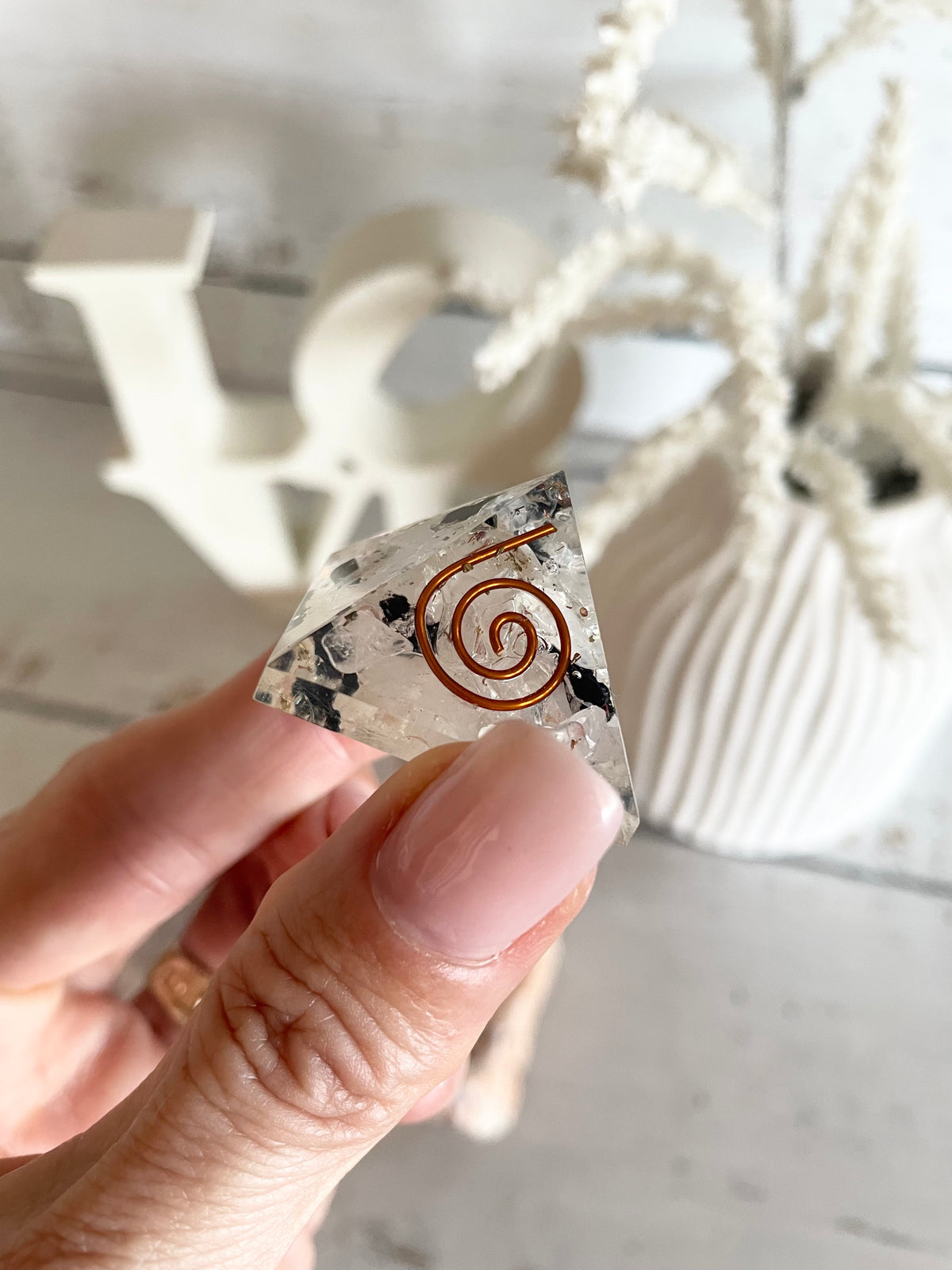 Orgone pyramid ~ Tourmaline in Quartz